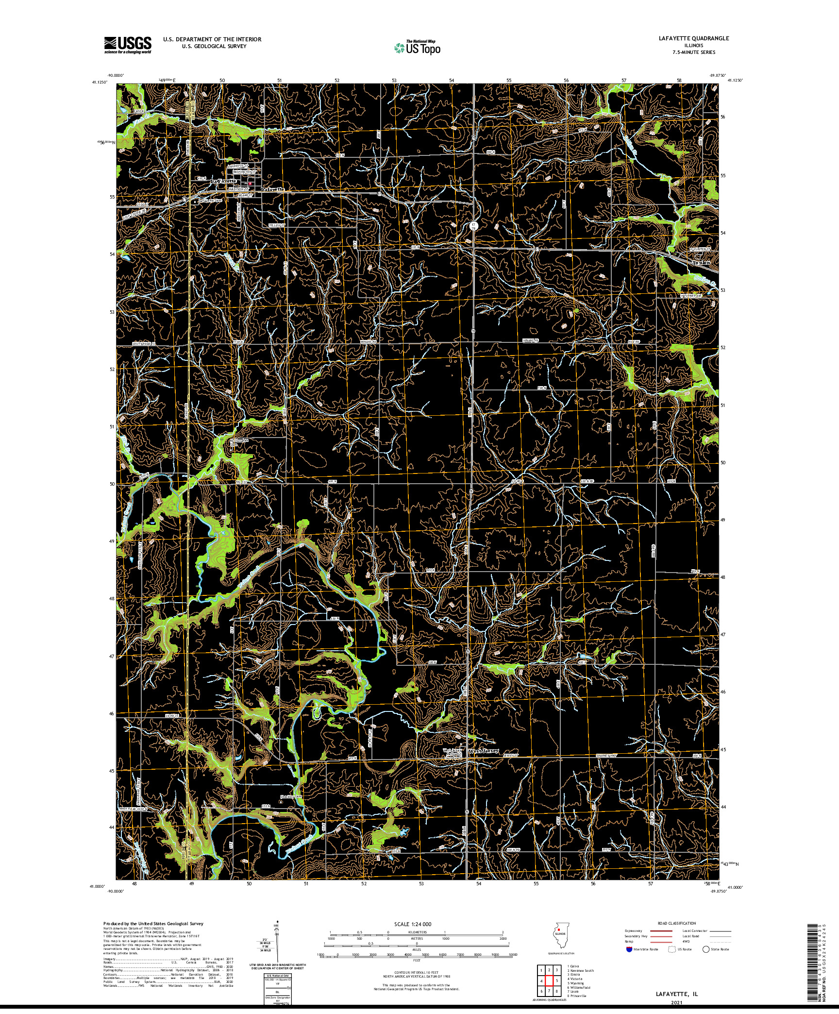 USGS US TOPO 7.5-MINUTE MAP FOR LAFAYETTE, IL 2021