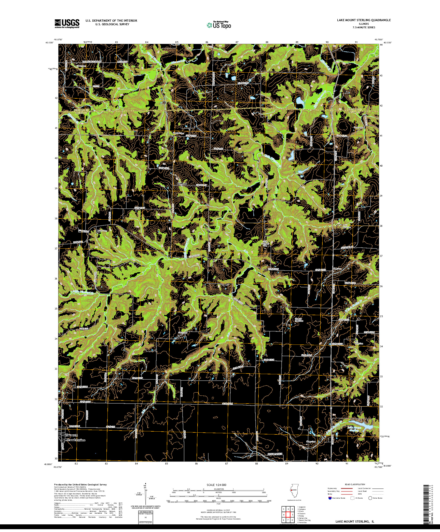 USGS US TOPO 7.5-MINUTE MAP FOR LAKE MOUNT STERLING, IL 2021