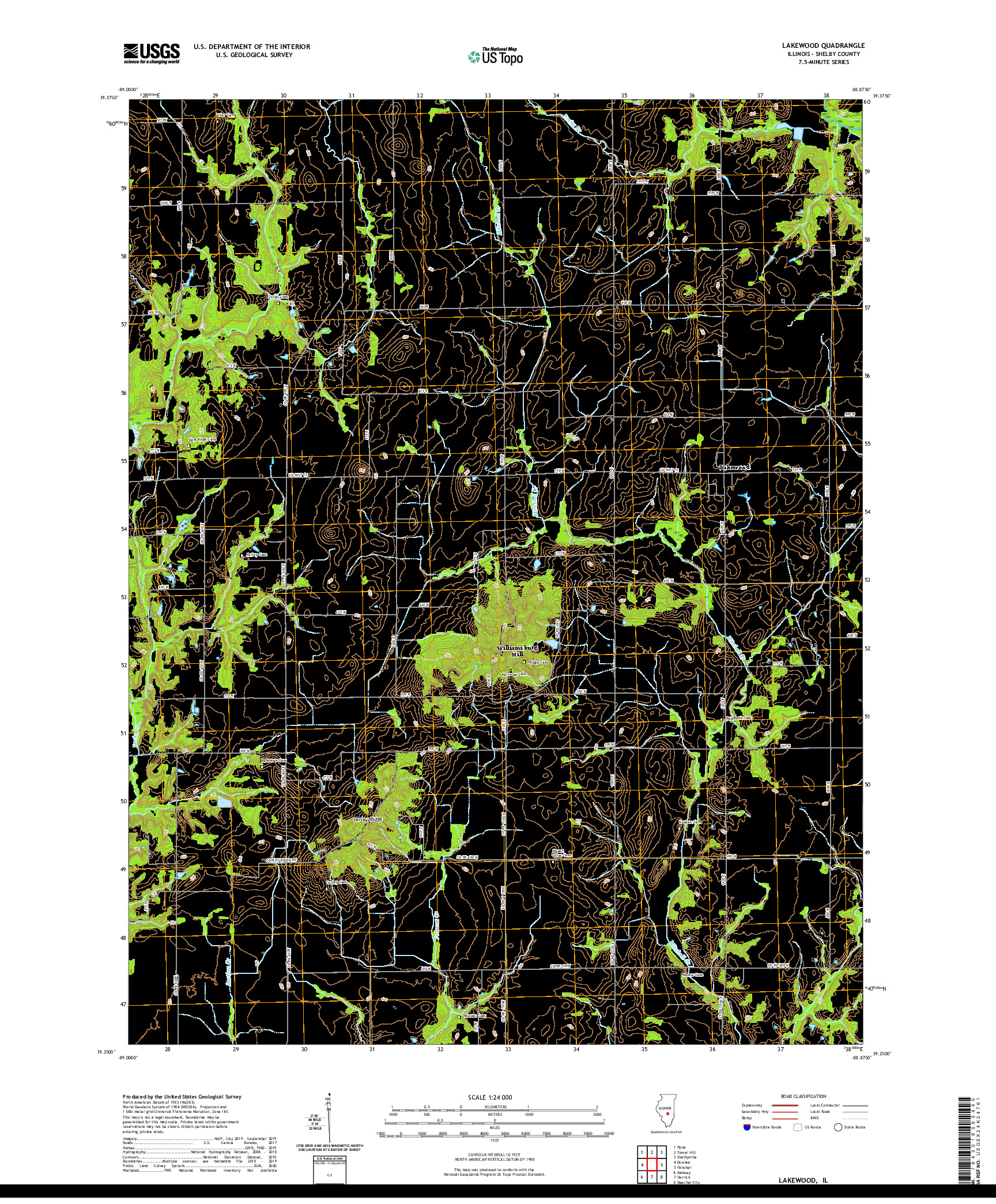 USGS US TOPO 7.5-MINUTE MAP FOR LAKEWOOD, IL 2021