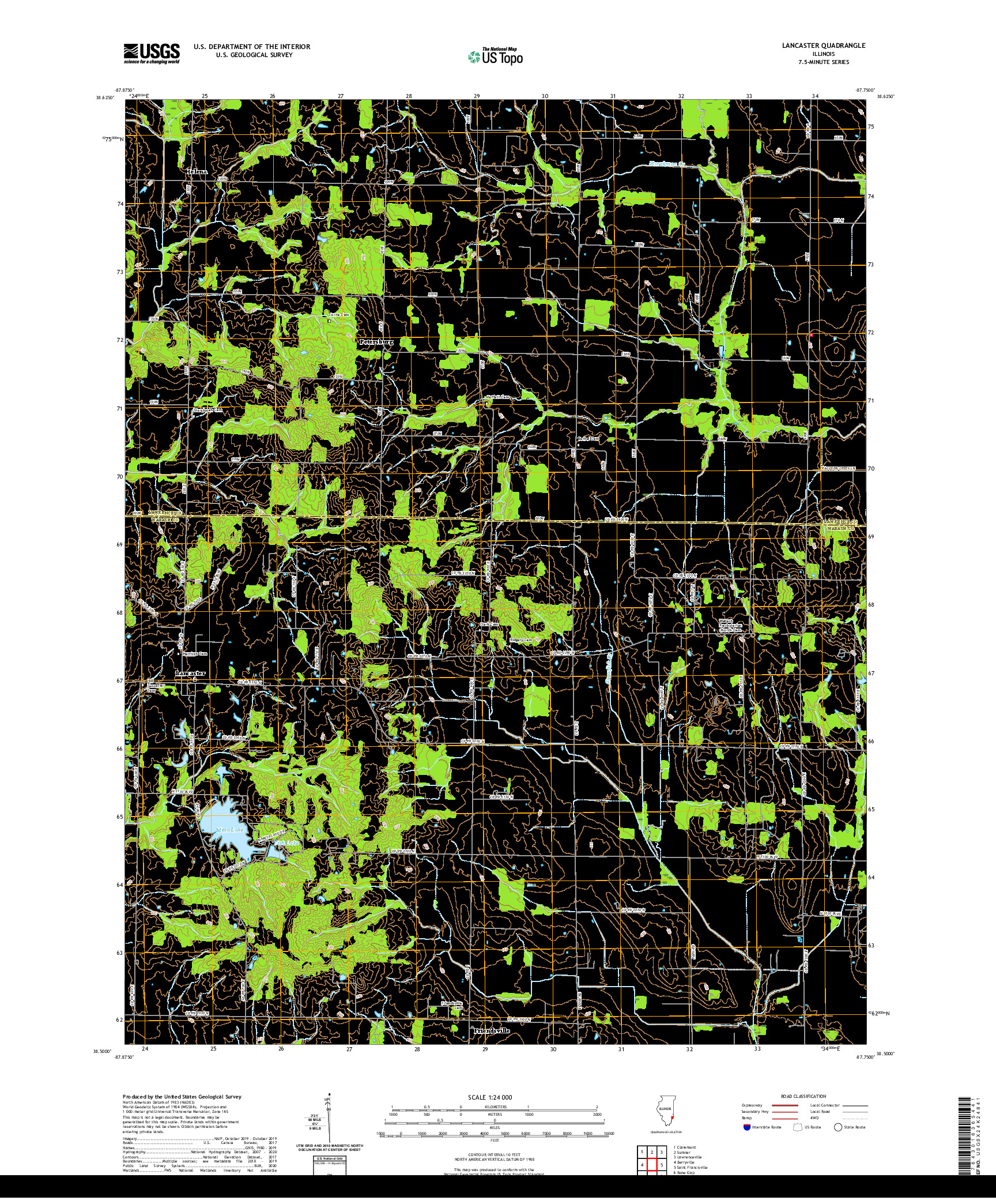USGS US TOPO 7.5-MINUTE MAP FOR LANCASTER, IL 2021
