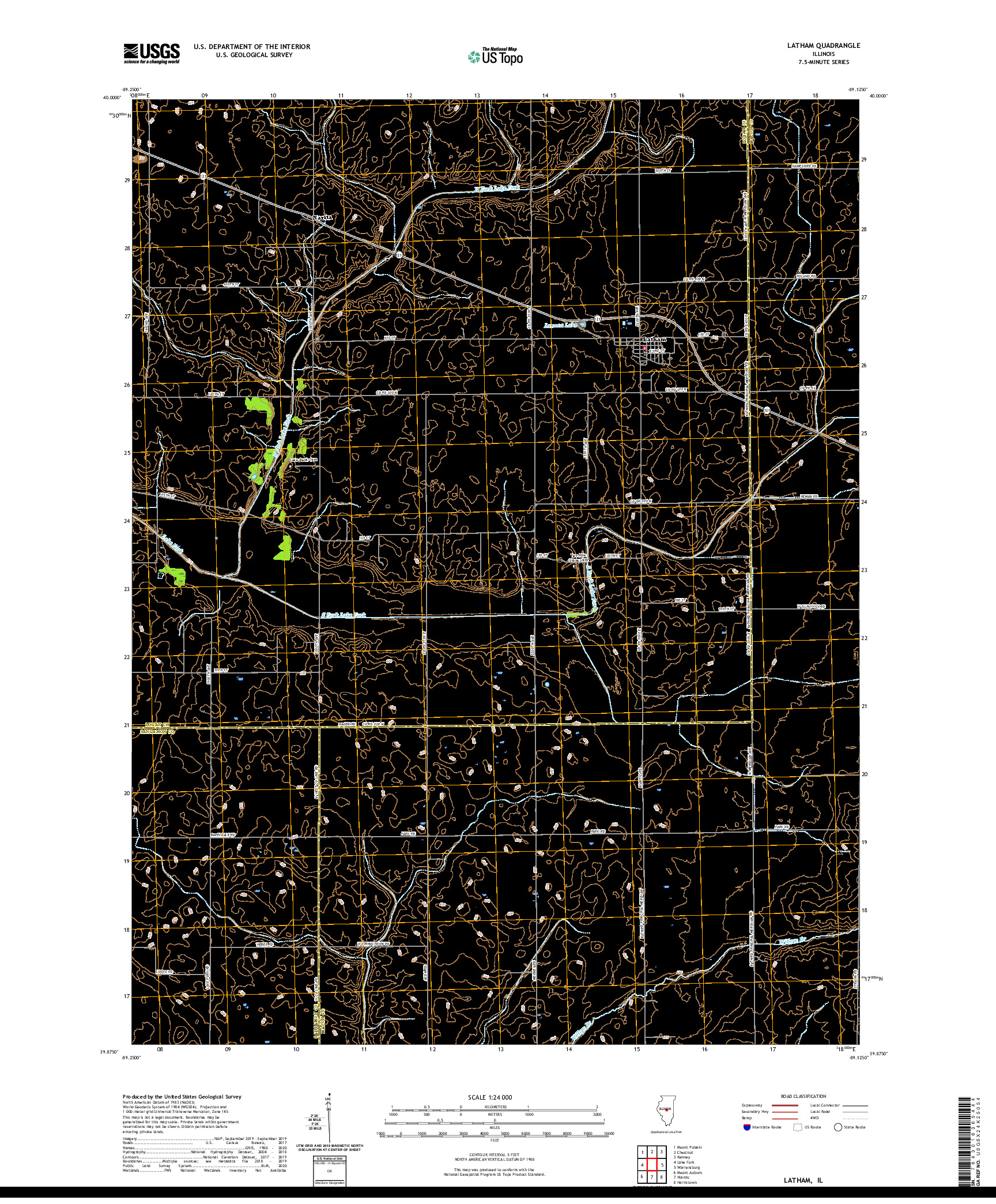 USGS US TOPO 7.5-MINUTE MAP FOR LATHAM, IL 2021