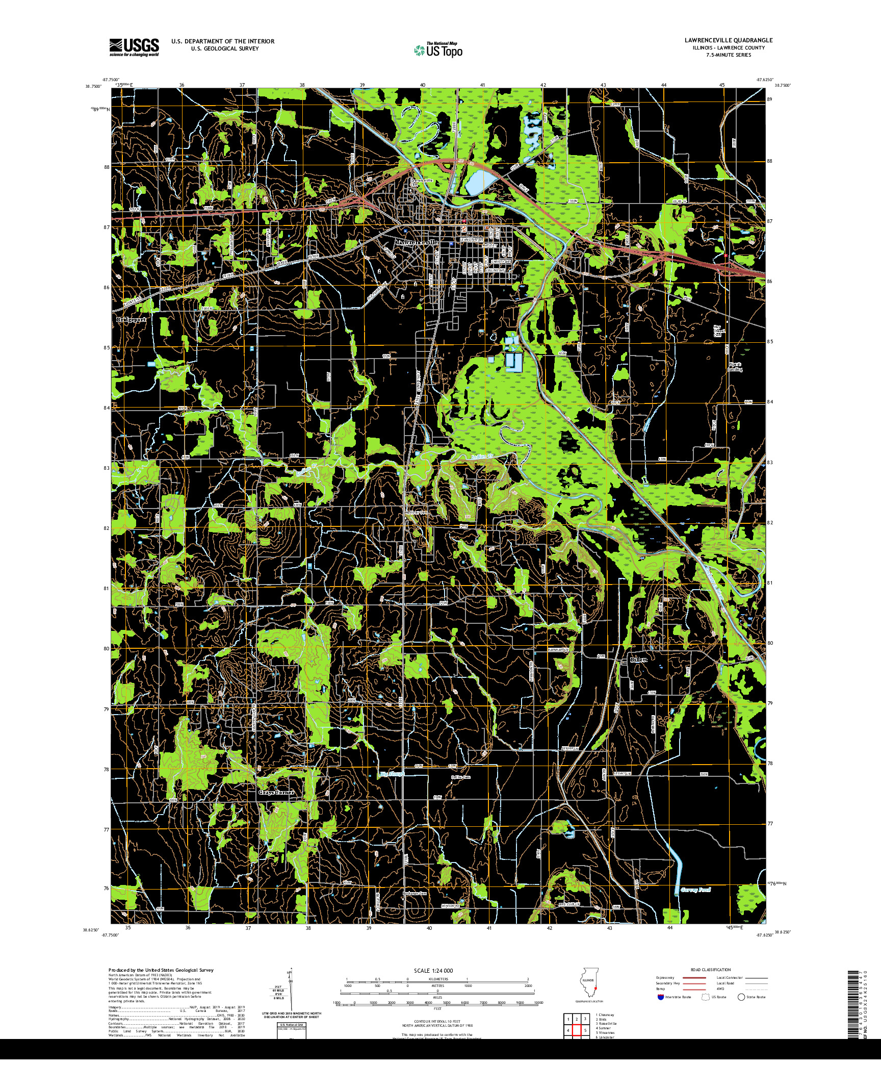 USGS US TOPO 7.5-MINUTE MAP FOR LAWRENCEVILLE, IL 2021