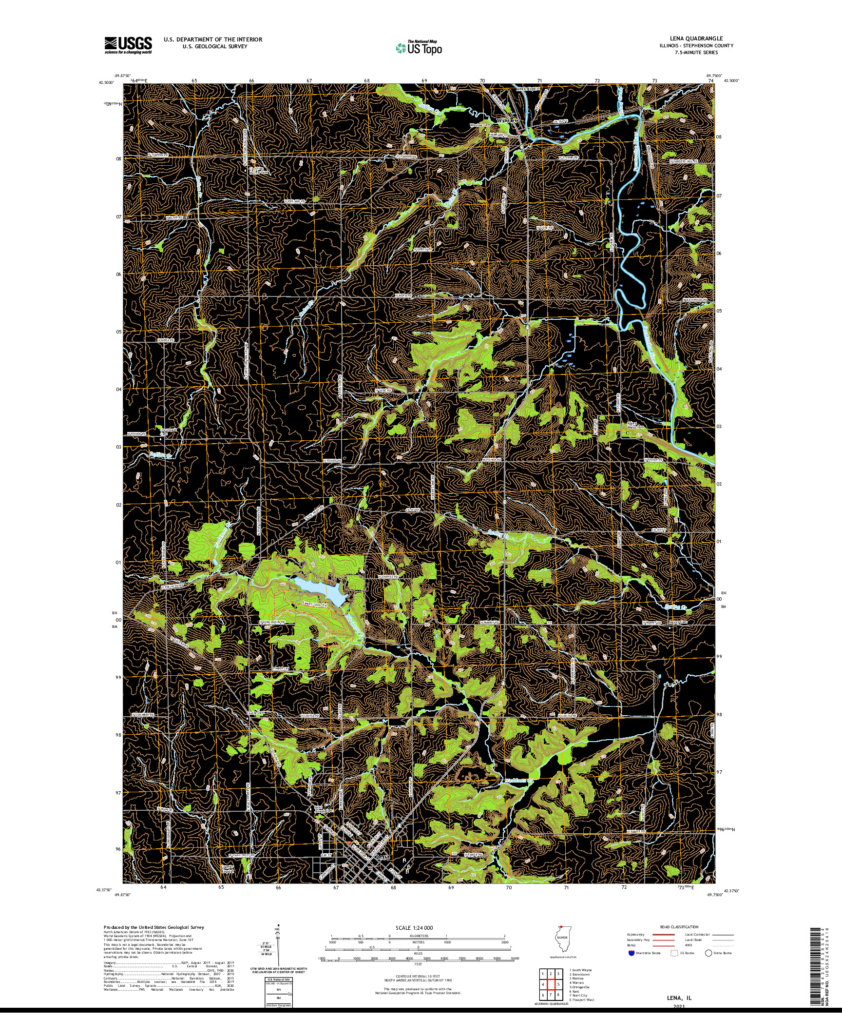 USGS US TOPO 7.5-MINUTE MAP FOR LENA, IL 2021