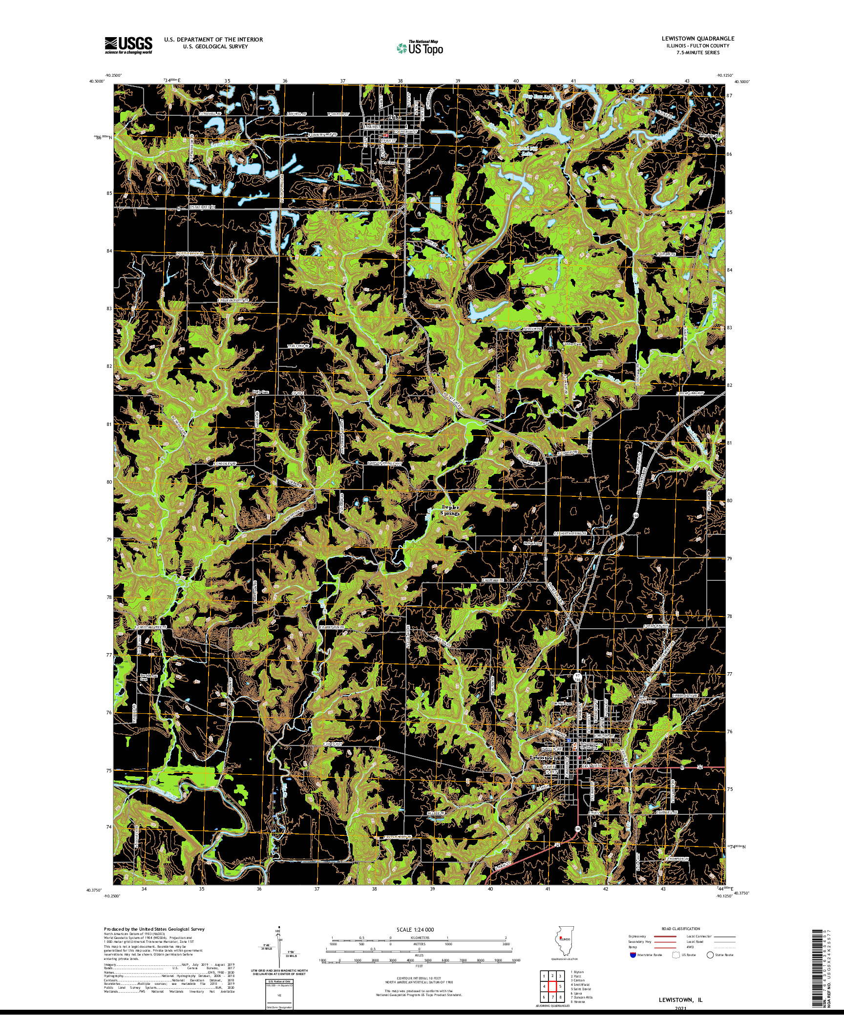USGS US TOPO 7.5-MINUTE MAP FOR LEWISTOWN, IL 2021