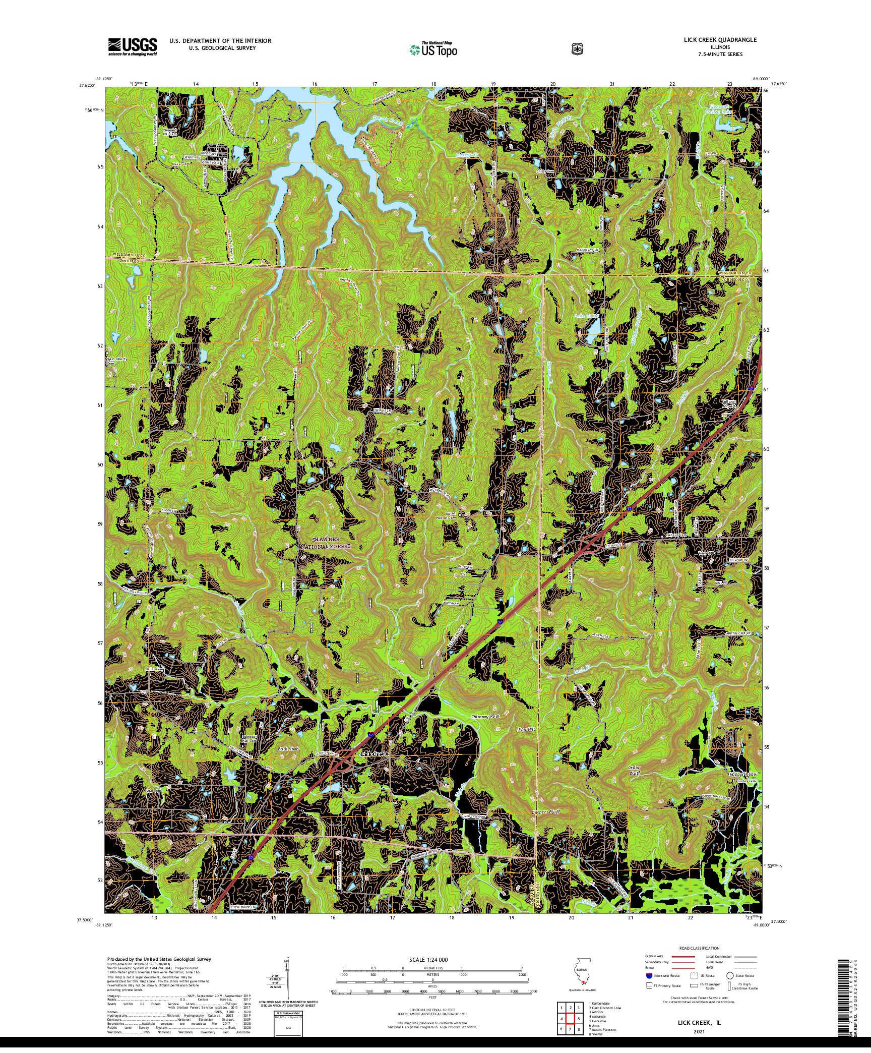 USGS US TOPO 7.5-MINUTE MAP FOR LICK CREEK, IL 2021