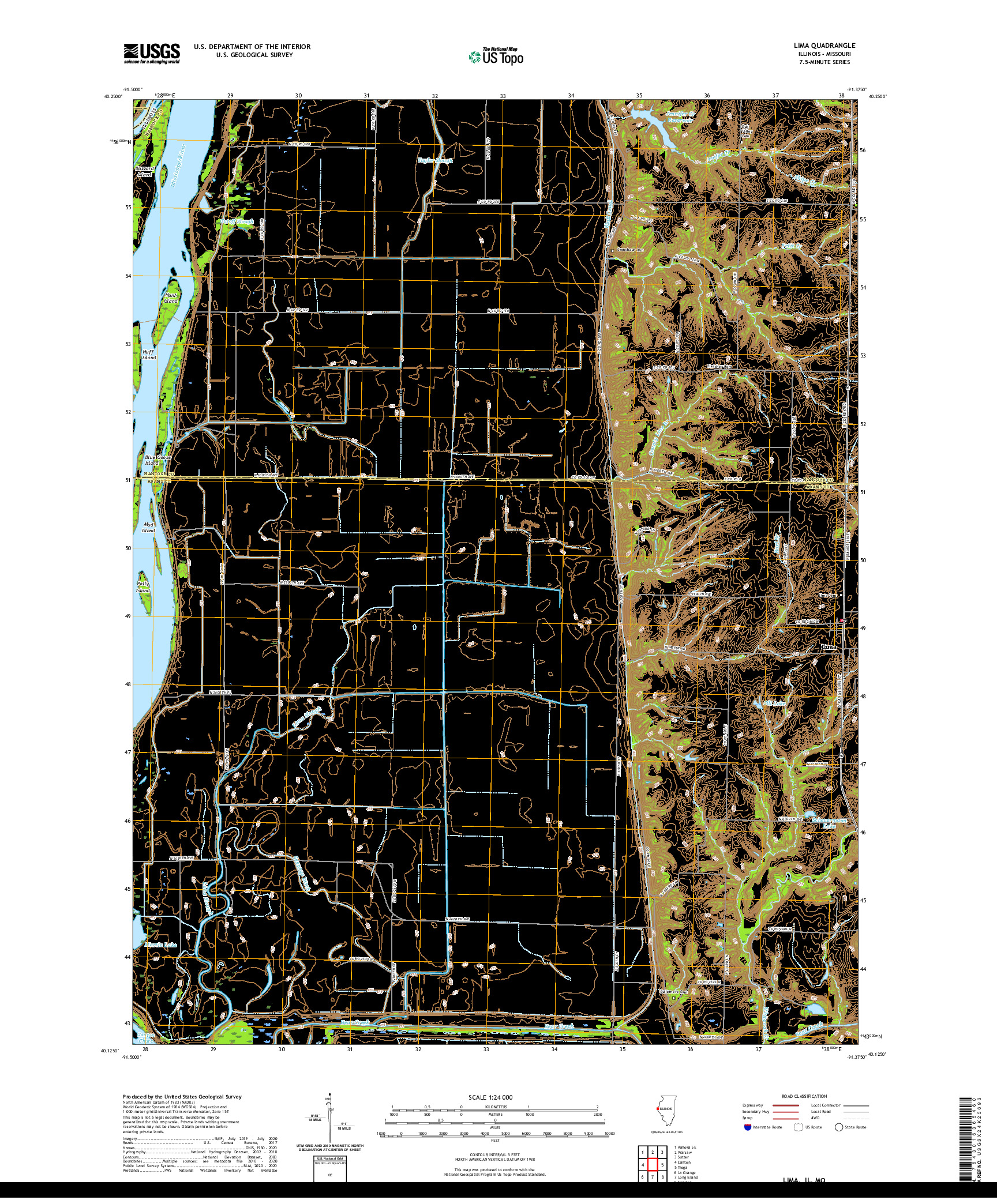 USGS US TOPO 7.5-MINUTE MAP FOR LIMA, IL,MO 2021
