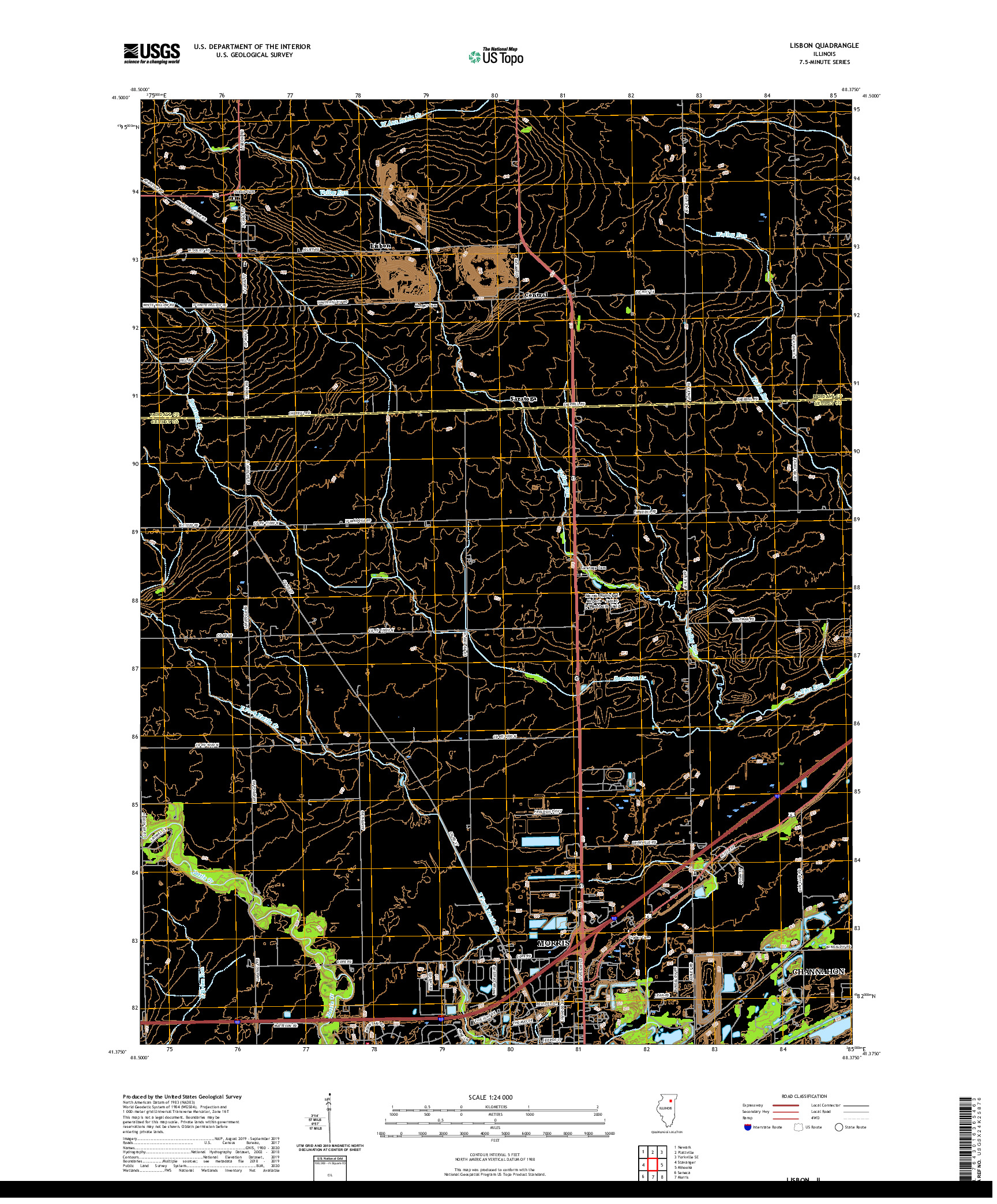 USGS US TOPO 7.5-MINUTE MAP FOR LISBON, IL 2021