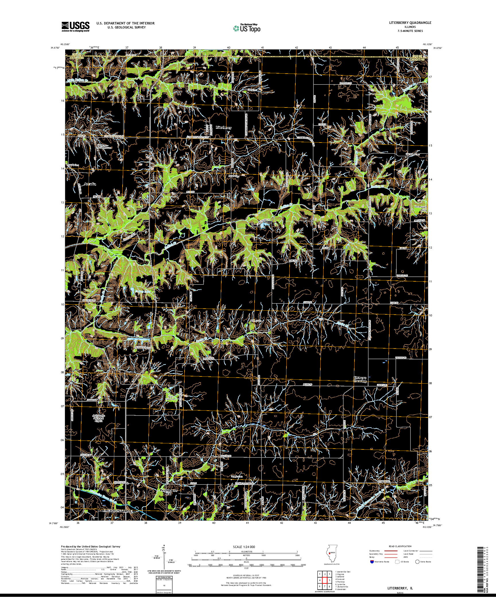 USGS US TOPO 7.5-MINUTE MAP FOR LITERBERRY, IL 2021