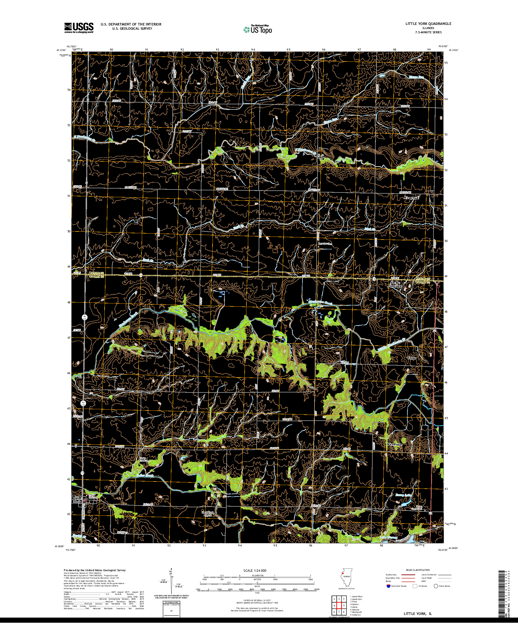 USGS US TOPO 7.5-MINUTE MAP FOR LITTLE YORK, IL 2021