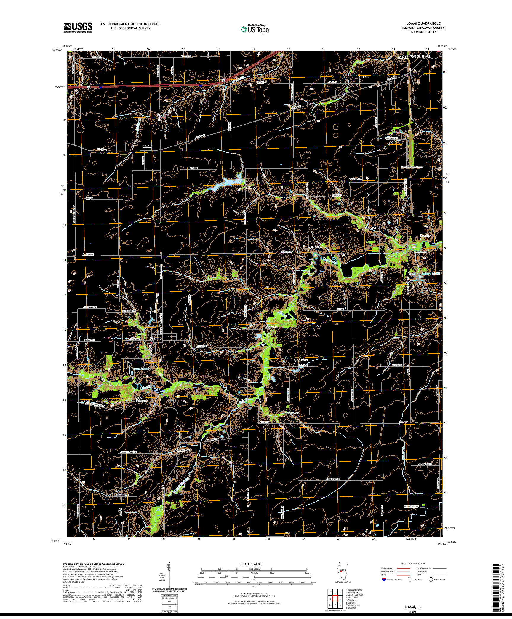 USGS US TOPO 7.5-MINUTE MAP FOR LOAMI, IL 2021