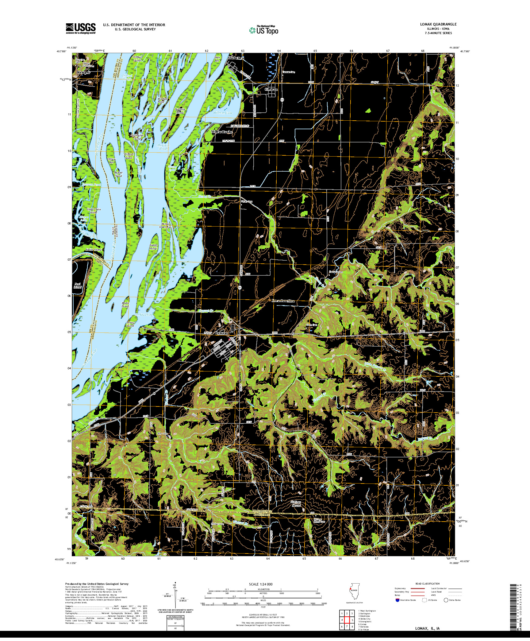 USGS US TOPO 7.5-MINUTE MAP FOR LOMAX, IL,IA 2021