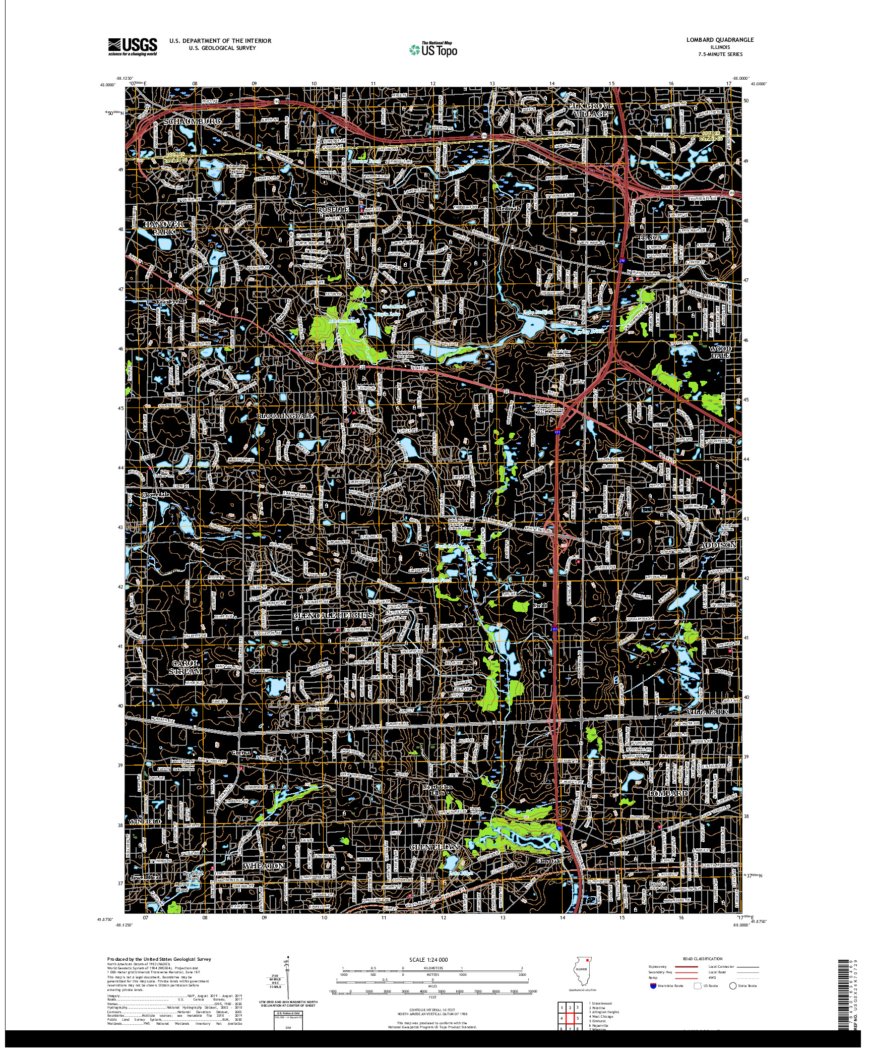 USGS US TOPO 7.5-MINUTE MAP FOR LOMBARD, IL 2021