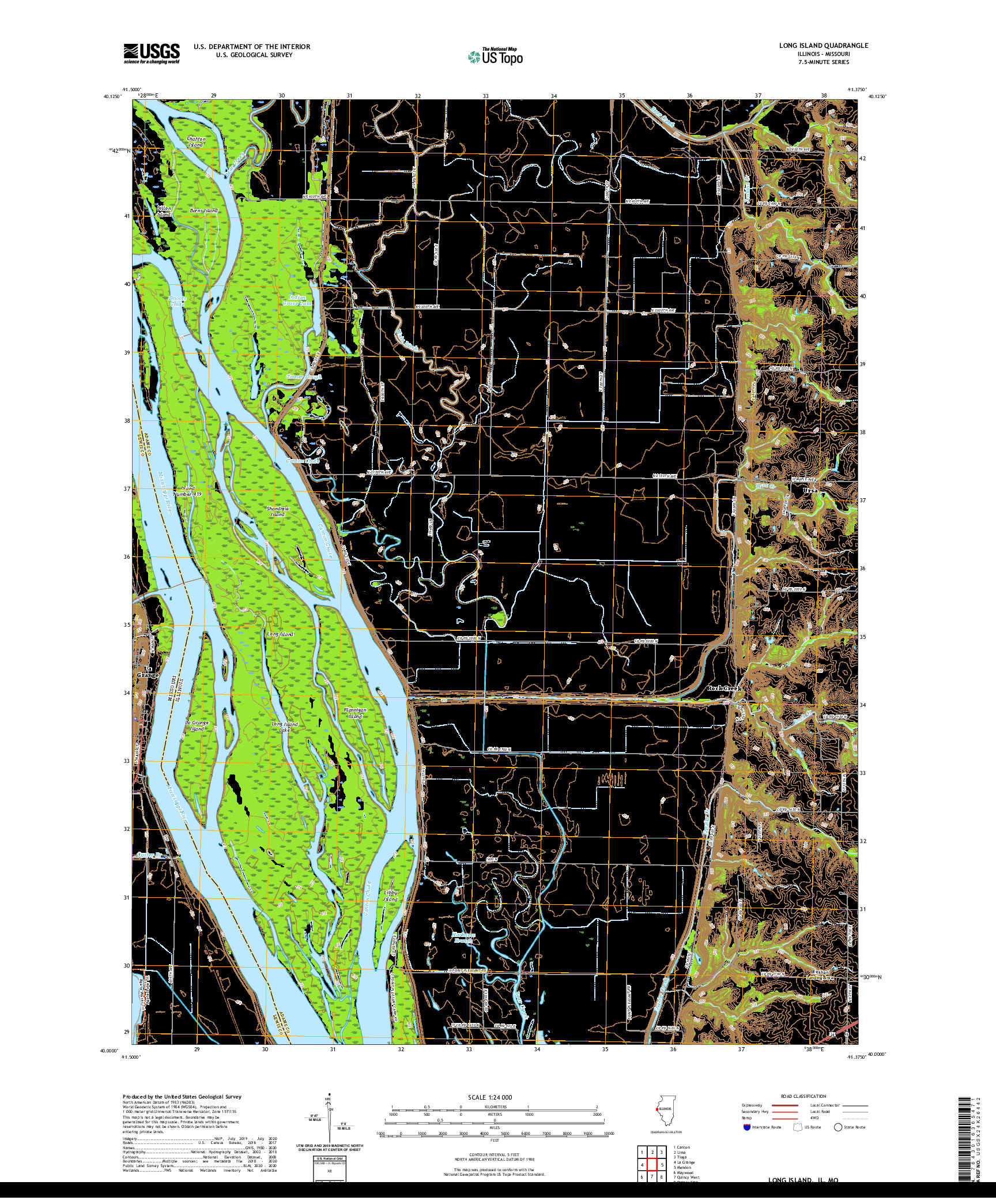 USGS US TOPO 7.5-MINUTE MAP FOR LONG ISLAND, IL,MO 2021