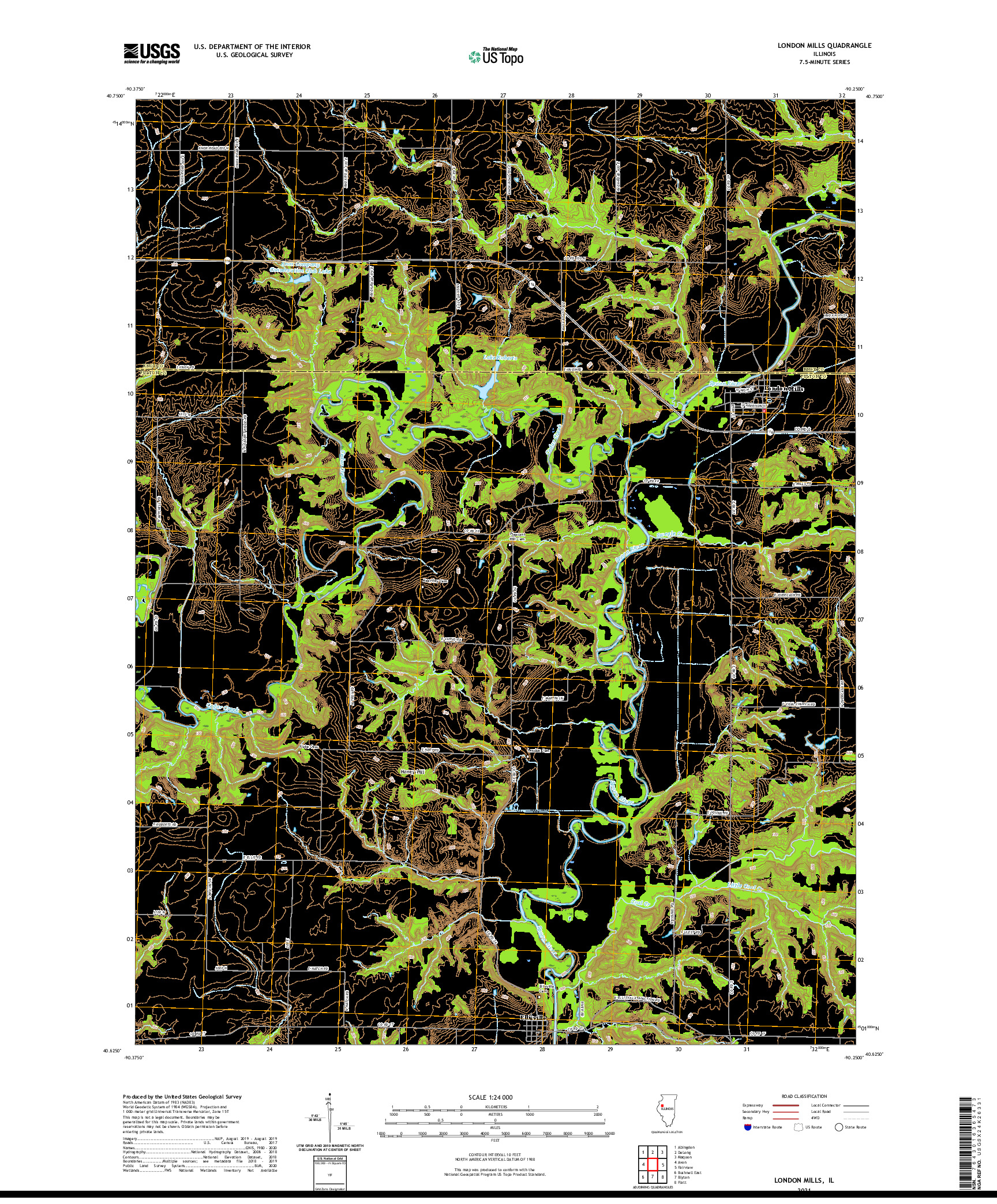 USGS US TOPO 7.5-MINUTE MAP FOR LONDON MILLS, IL 2021