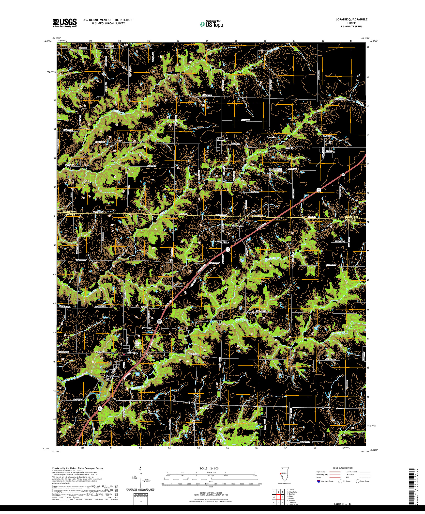 USGS US TOPO 7.5-MINUTE MAP FOR LORAINE, IL 2021