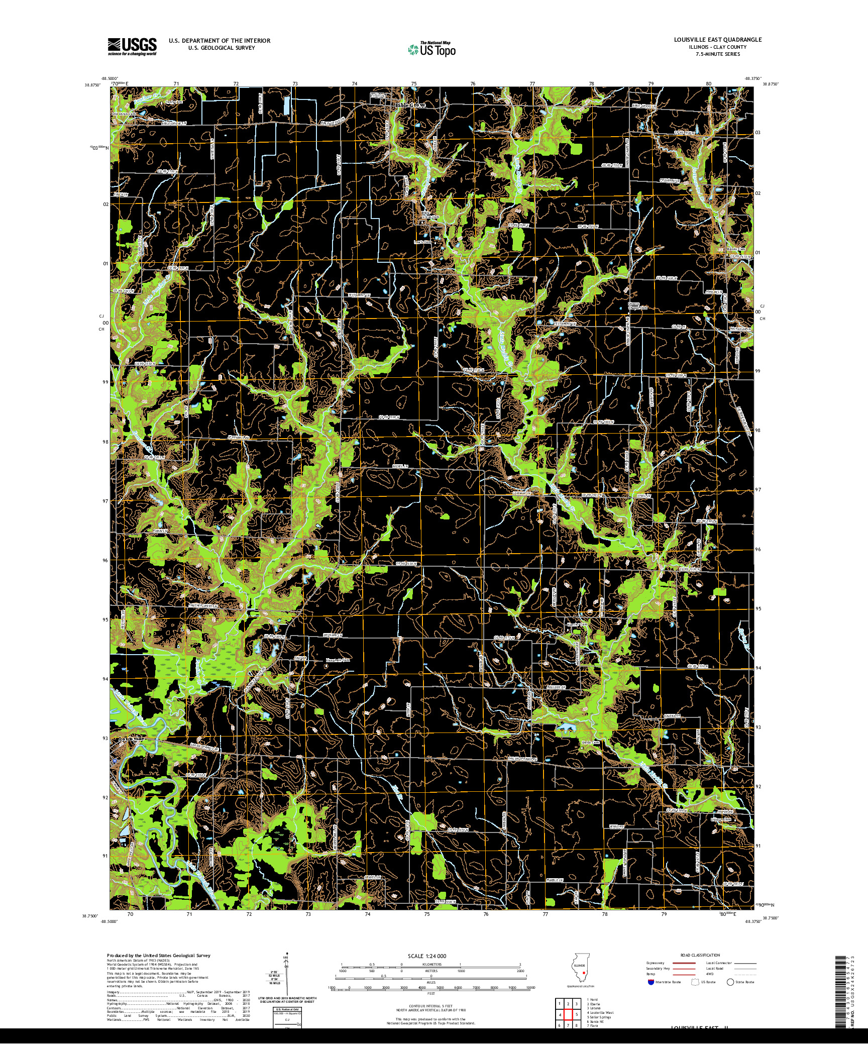 USGS US TOPO 7.5-MINUTE MAP FOR LOUISVILLE EAST, IL 2021