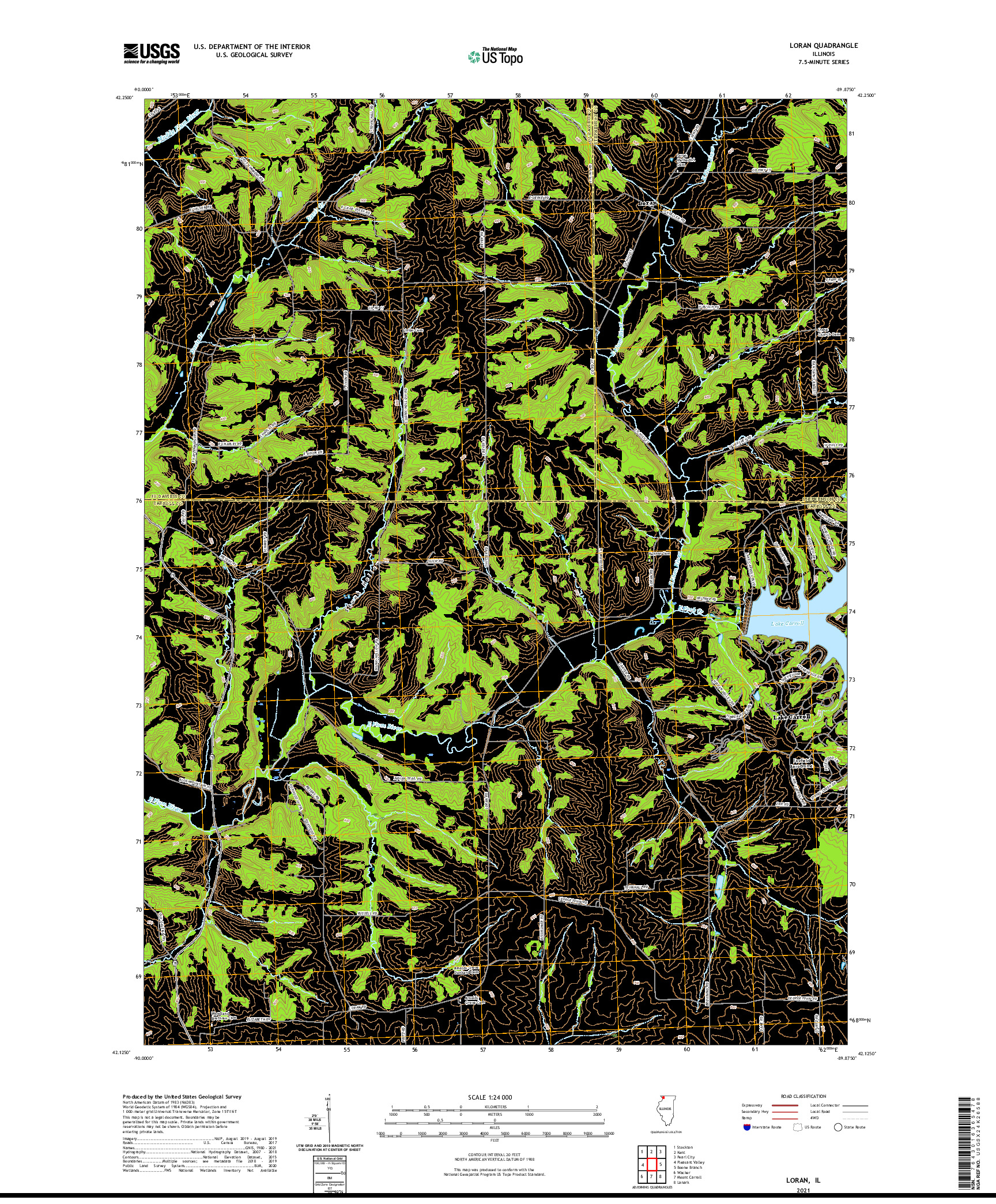 USGS US TOPO 7.5-MINUTE MAP FOR LORAN, IL 2021