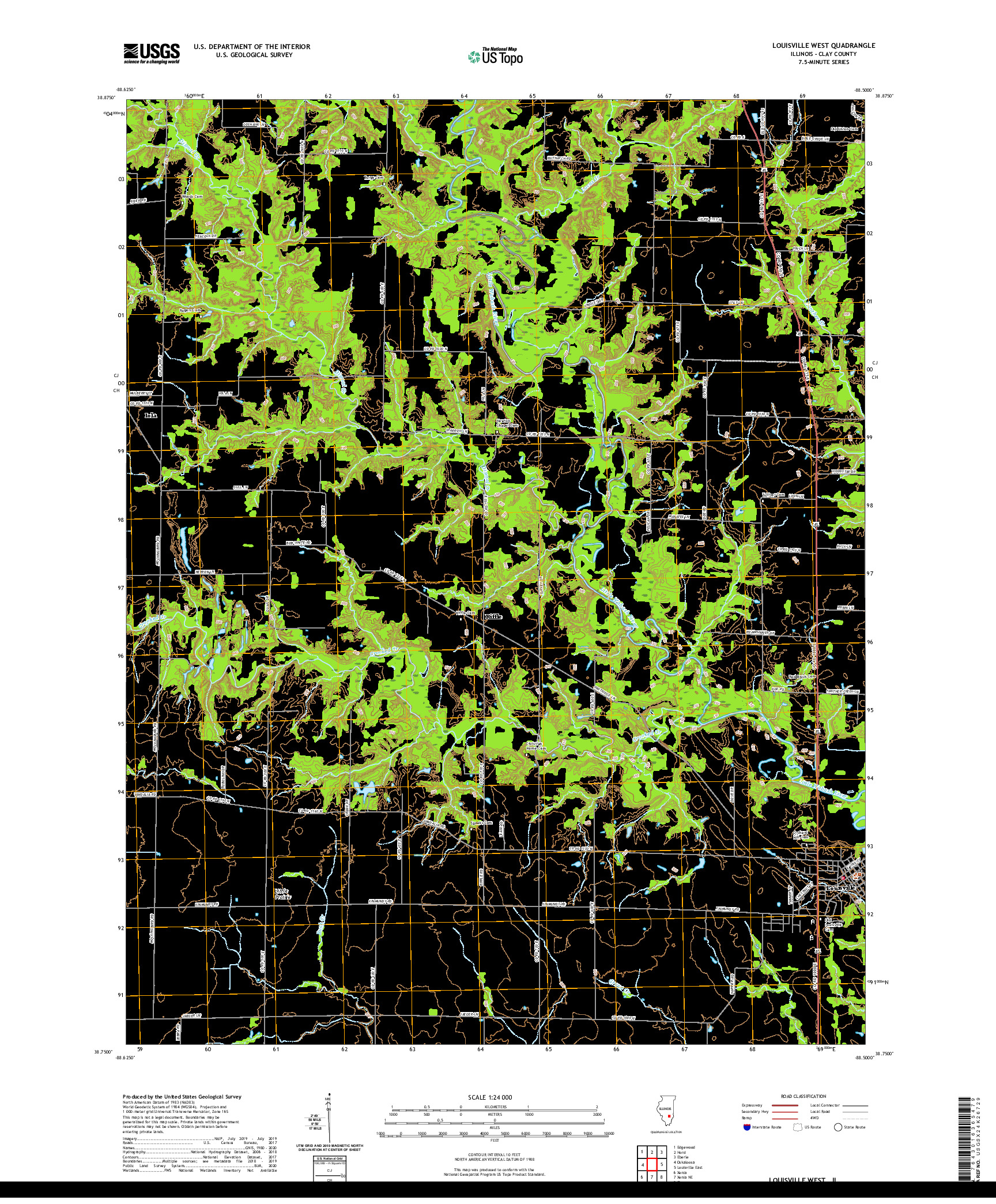 USGS US TOPO 7.5-MINUTE MAP FOR LOUISVILLE WEST, IL 2021