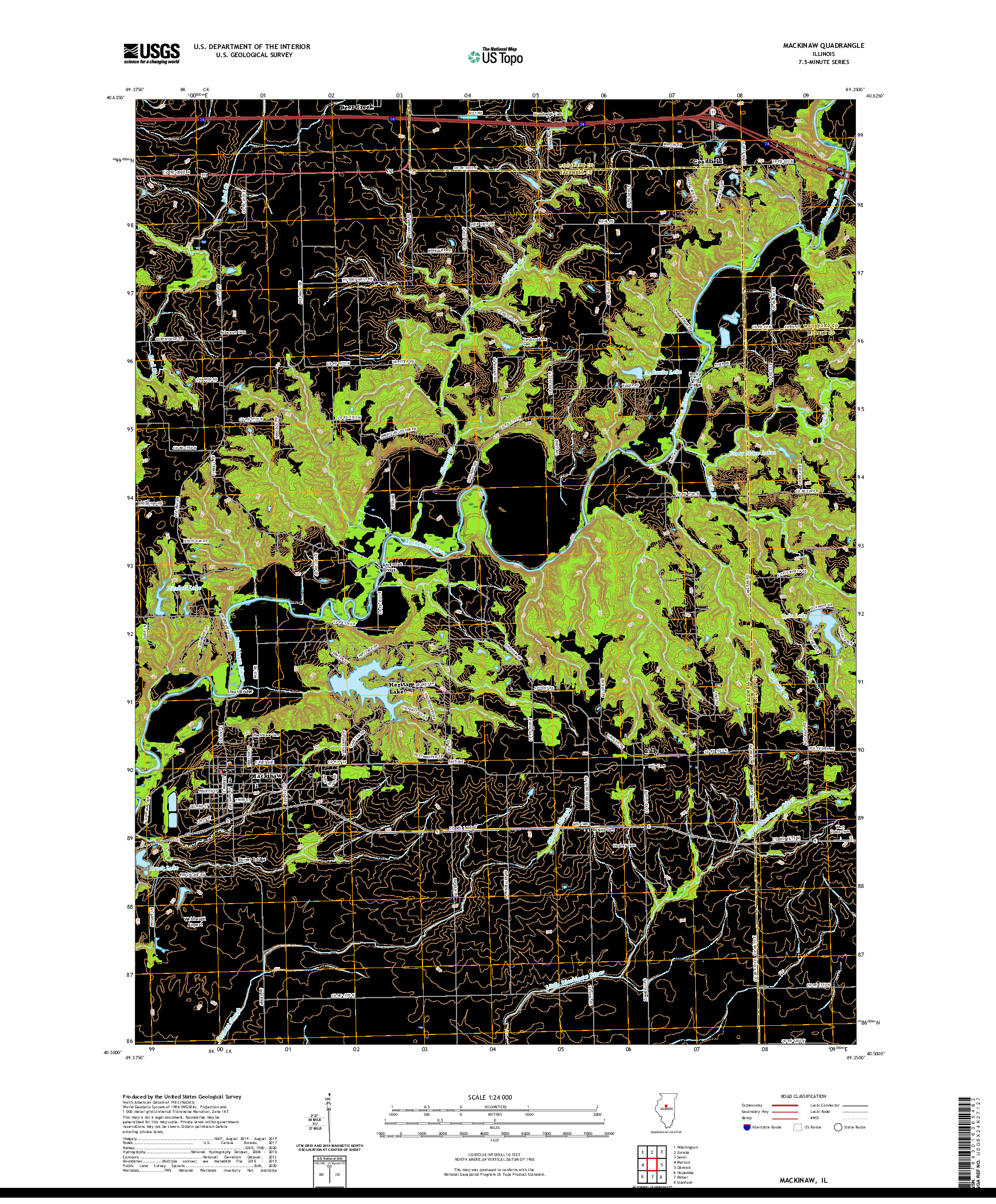 USGS US TOPO 7.5-MINUTE MAP FOR MACKINAW, IL 2021