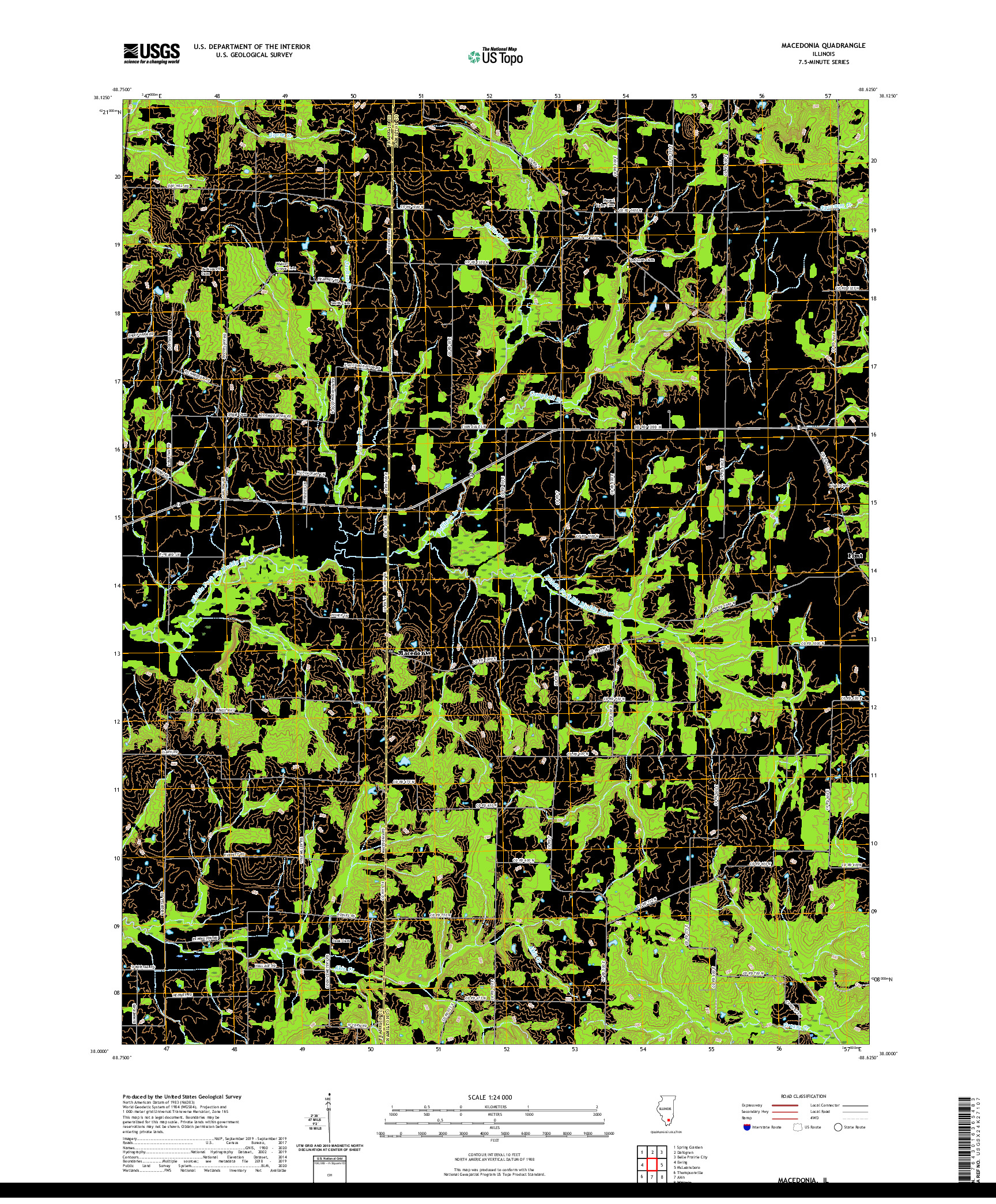 USGS US TOPO 7.5-MINUTE MAP FOR MACEDONIA, IL 2021