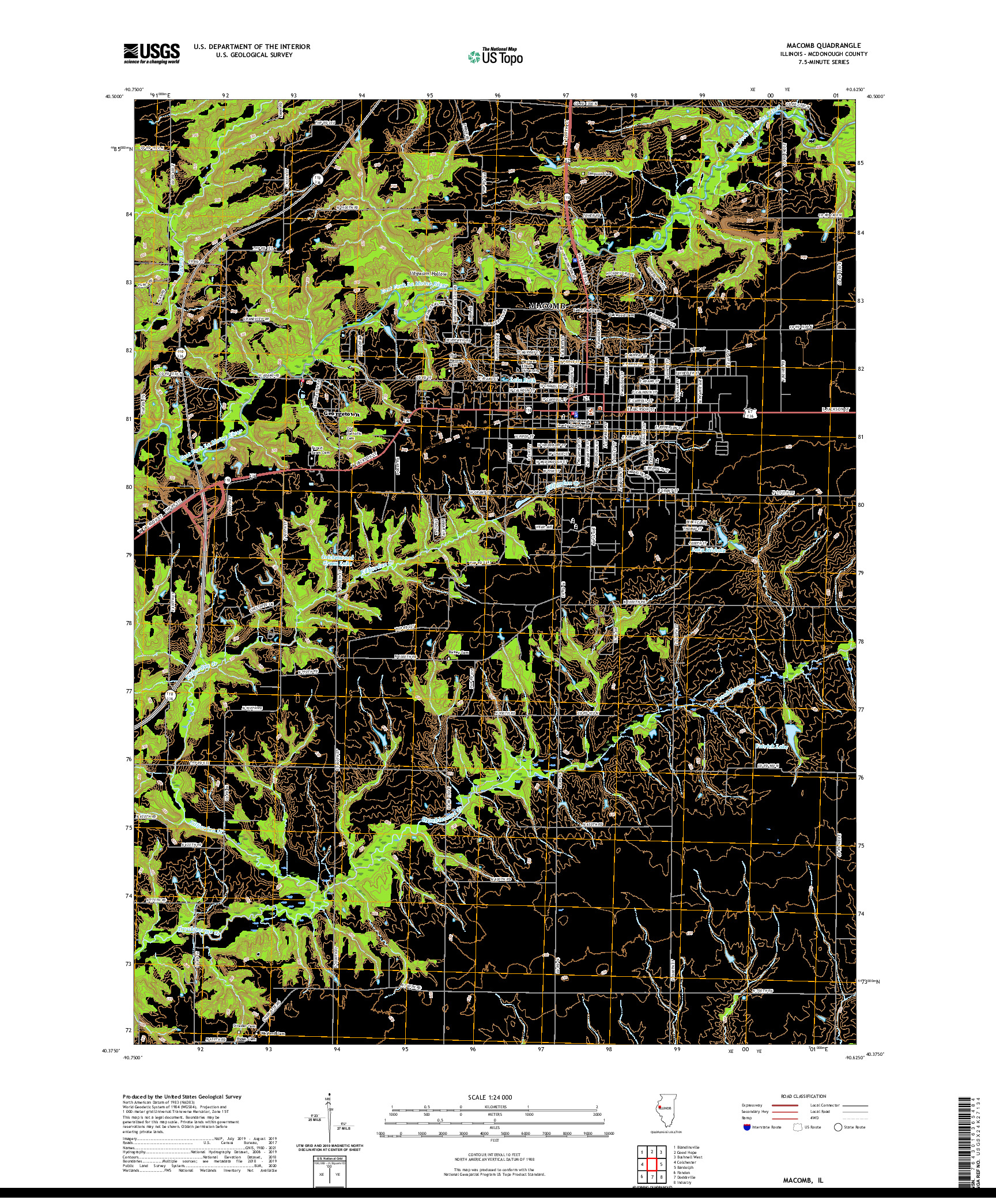 USGS US TOPO 7.5-MINUTE MAP FOR MACOMB, IL 2021