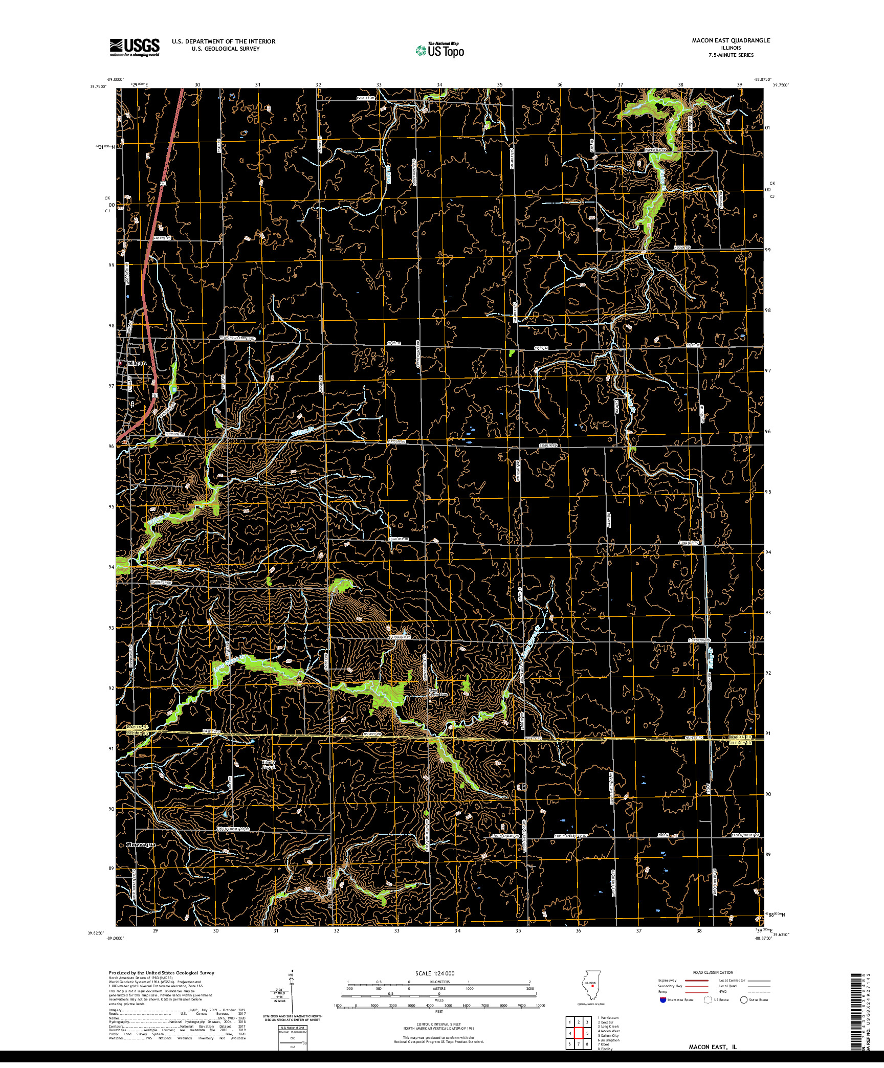 USGS US TOPO 7.5-MINUTE MAP FOR MACON EAST, IL 2021