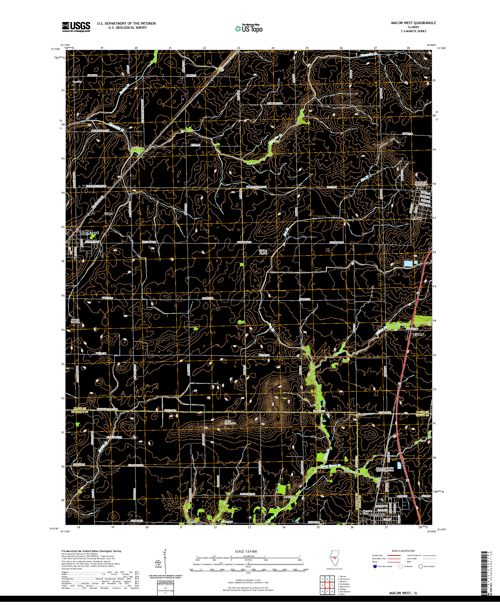 USGS US TOPO 7.5-MINUTE MAP FOR MACON WEST, IL 2021