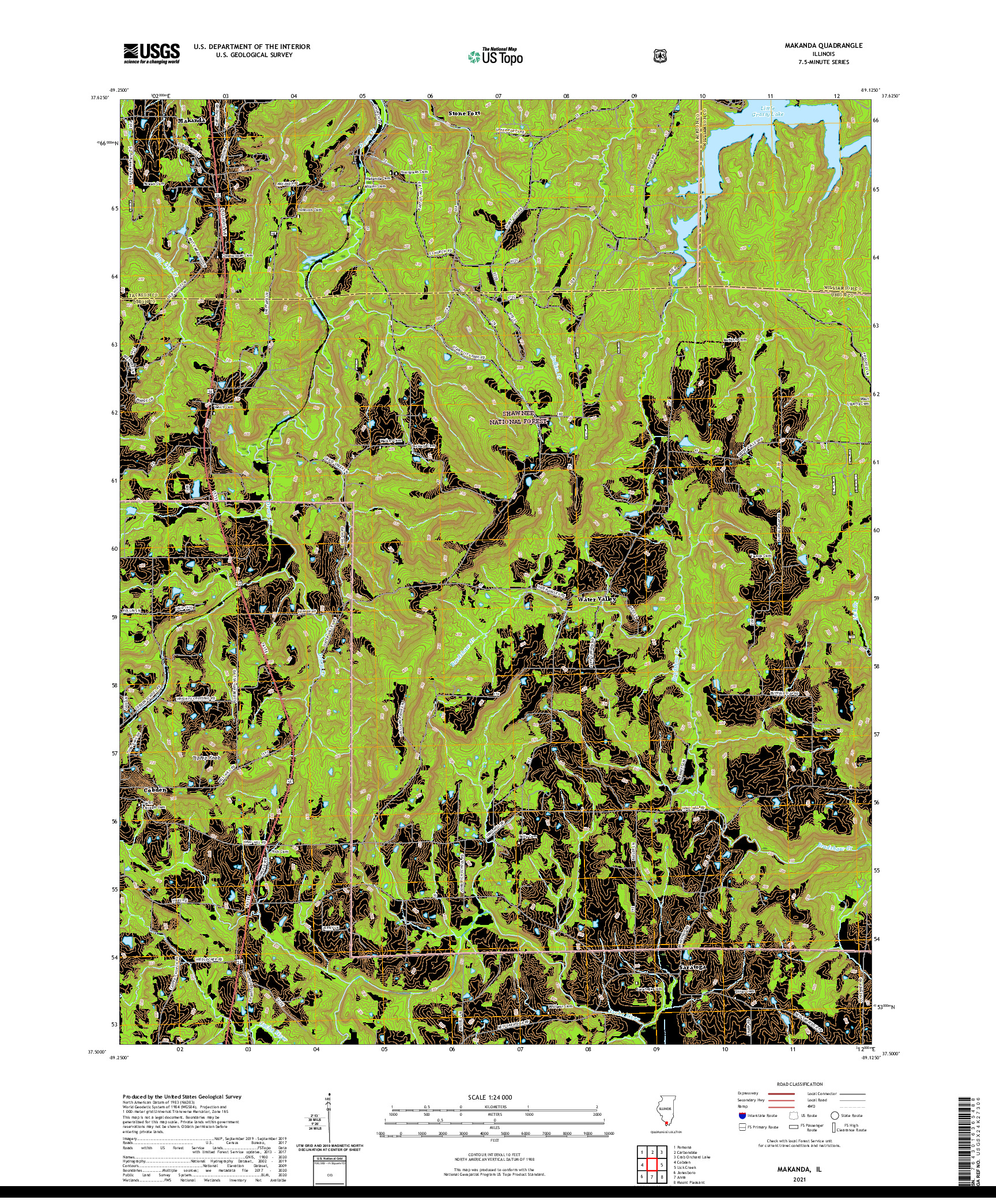 USGS US TOPO 7.5-MINUTE MAP FOR MAKANDA, IL 2021