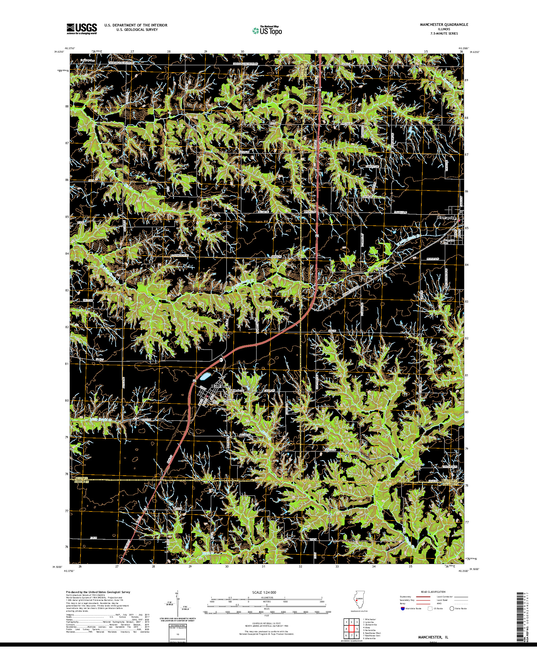 USGS US TOPO 7.5-MINUTE MAP FOR MANCHESTER, IL 2021