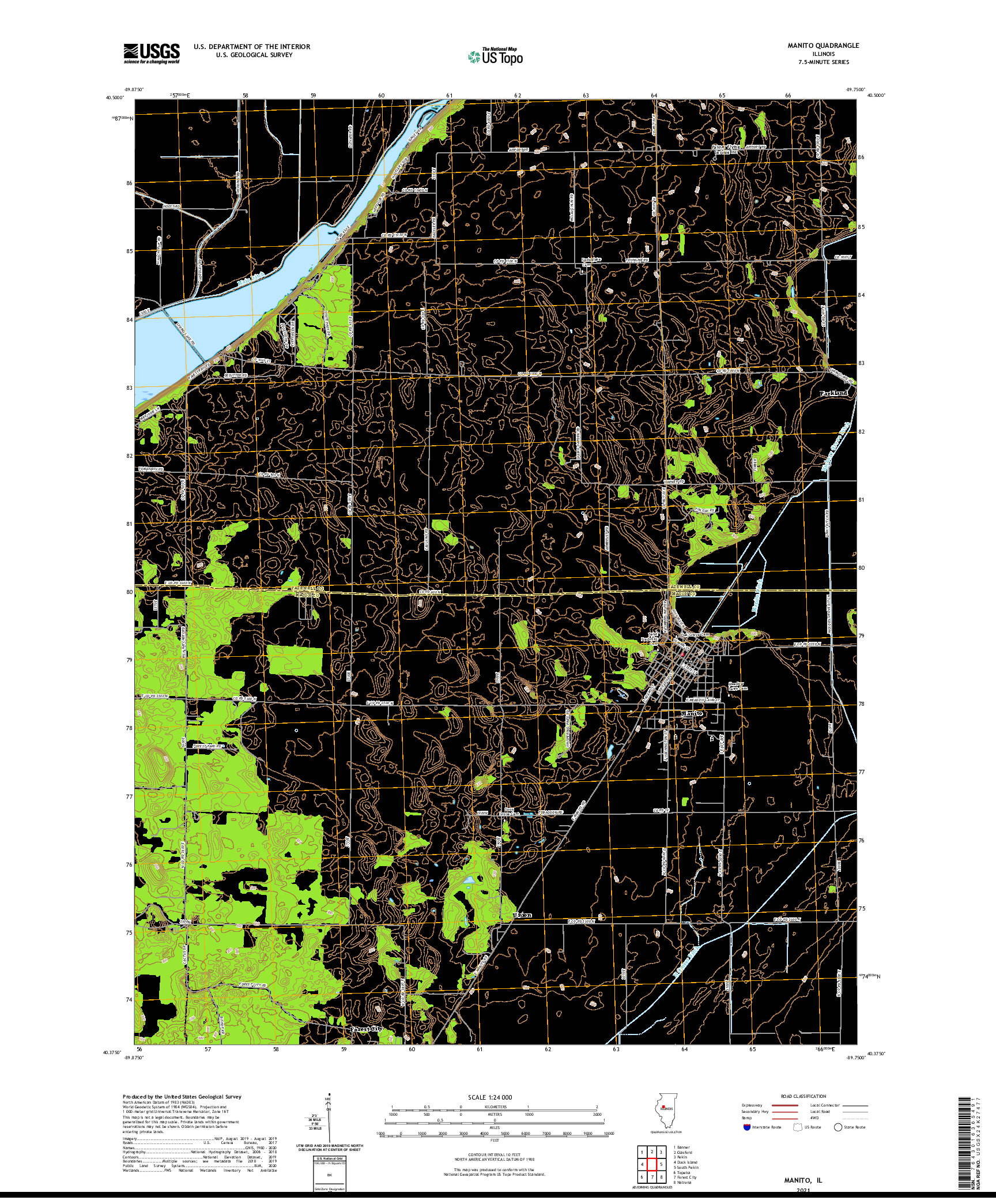 USGS US TOPO 7.5-MINUTE MAP FOR MANITO, IL 2021