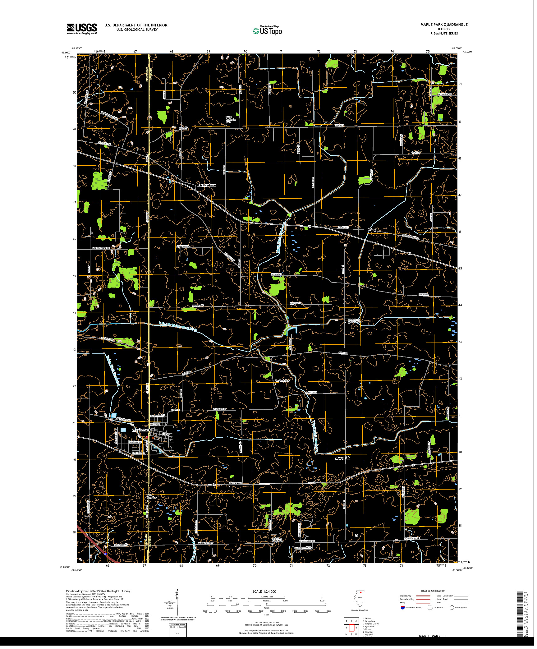 USGS US TOPO 7.5-MINUTE MAP FOR MAPLE PARK, IL 2021