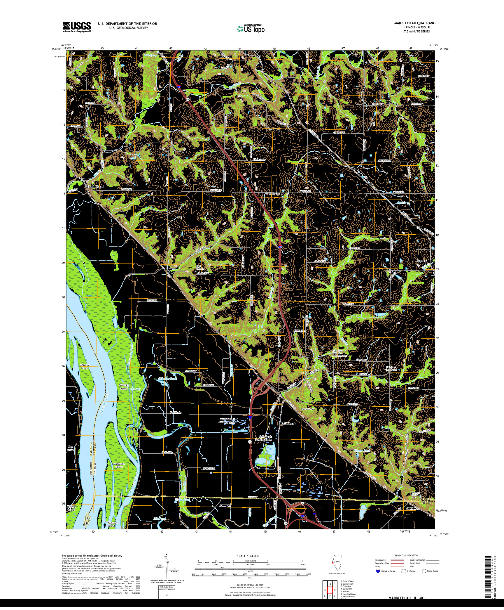 USGS US TOPO 7.5-MINUTE MAP FOR MARBLEHEAD, IL,MO 2021