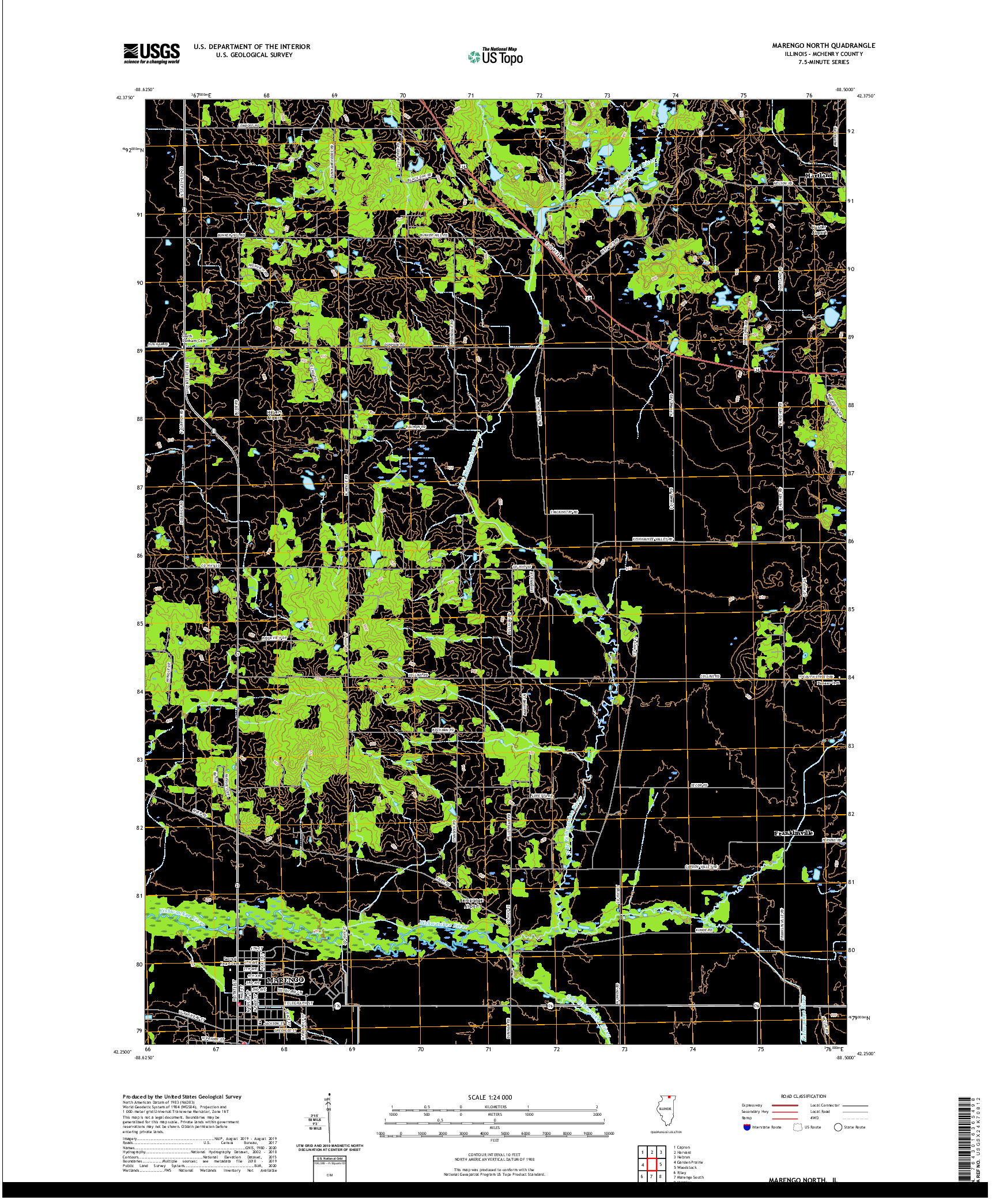 USGS US TOPO 7.5-MINUTE MAP FOR MARENGO NORTH, IL 2021