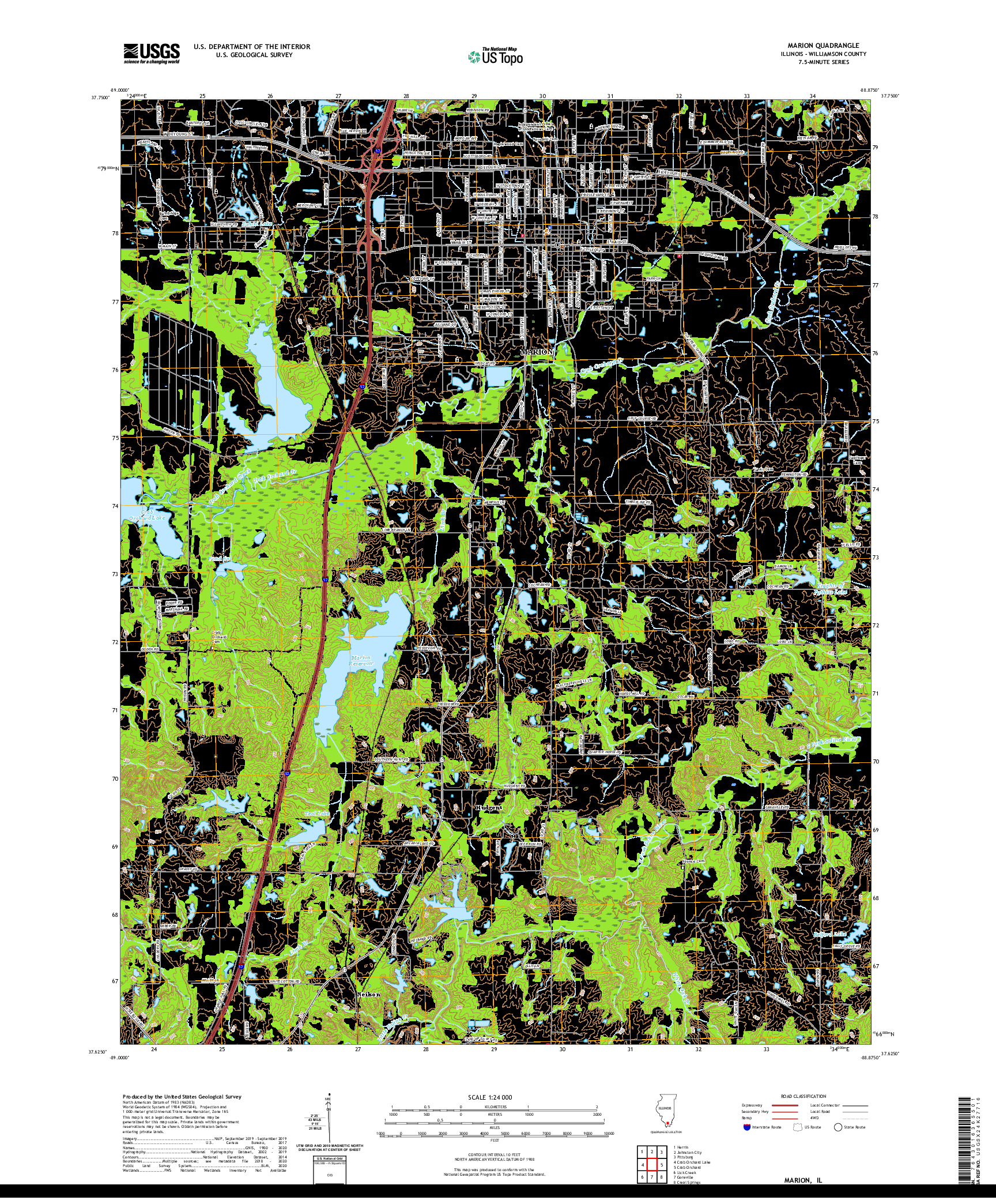 USGS US TOPO 7.5-MINUTE MAP FOR MARION, IL 2021