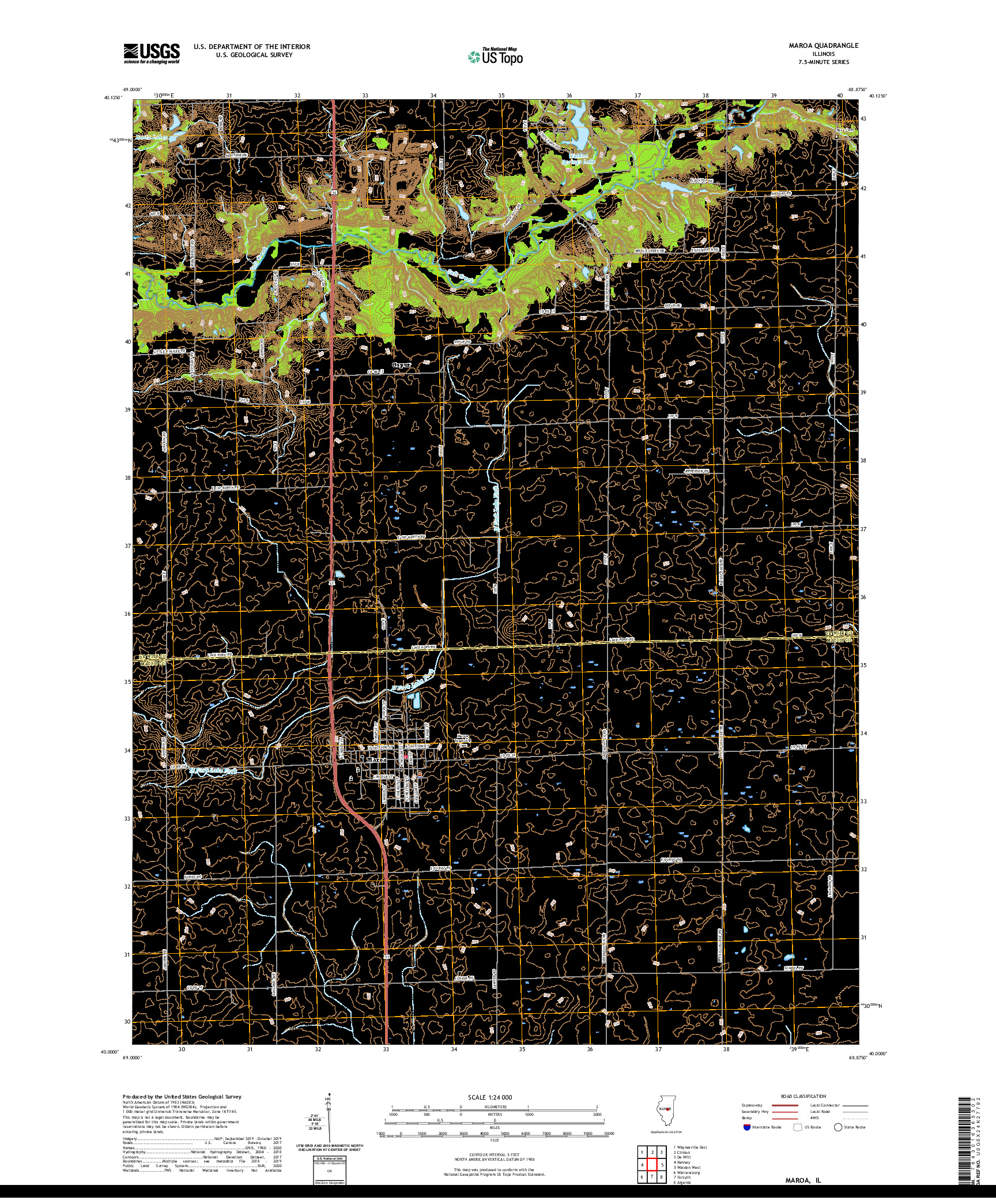 USGS US TOPO 7.5-MINUTE MAP FOR MAROA, IL 2021