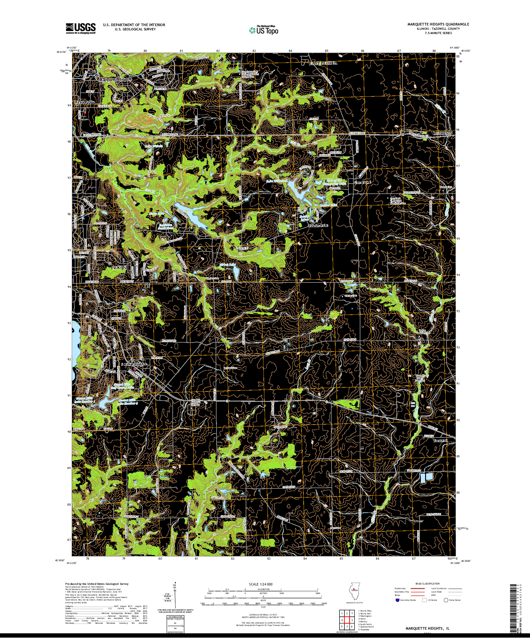 USGS US TOPO 7.5-MINUTE MAP FOR MARQUETTE HEIGHTS, IL 2021