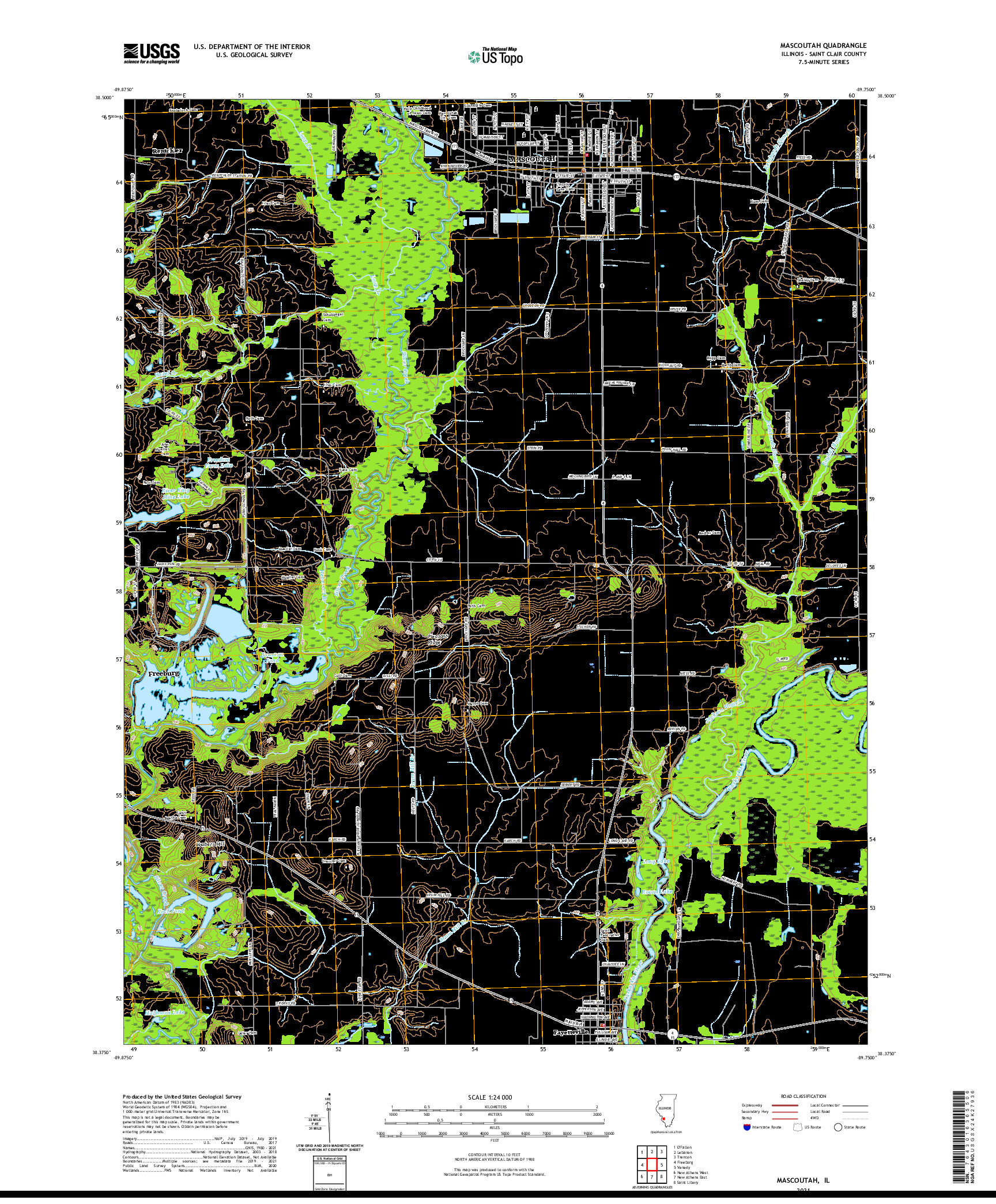 US TOPO 7.5-MINUTE MAP FOR MASCOUTAH, IL