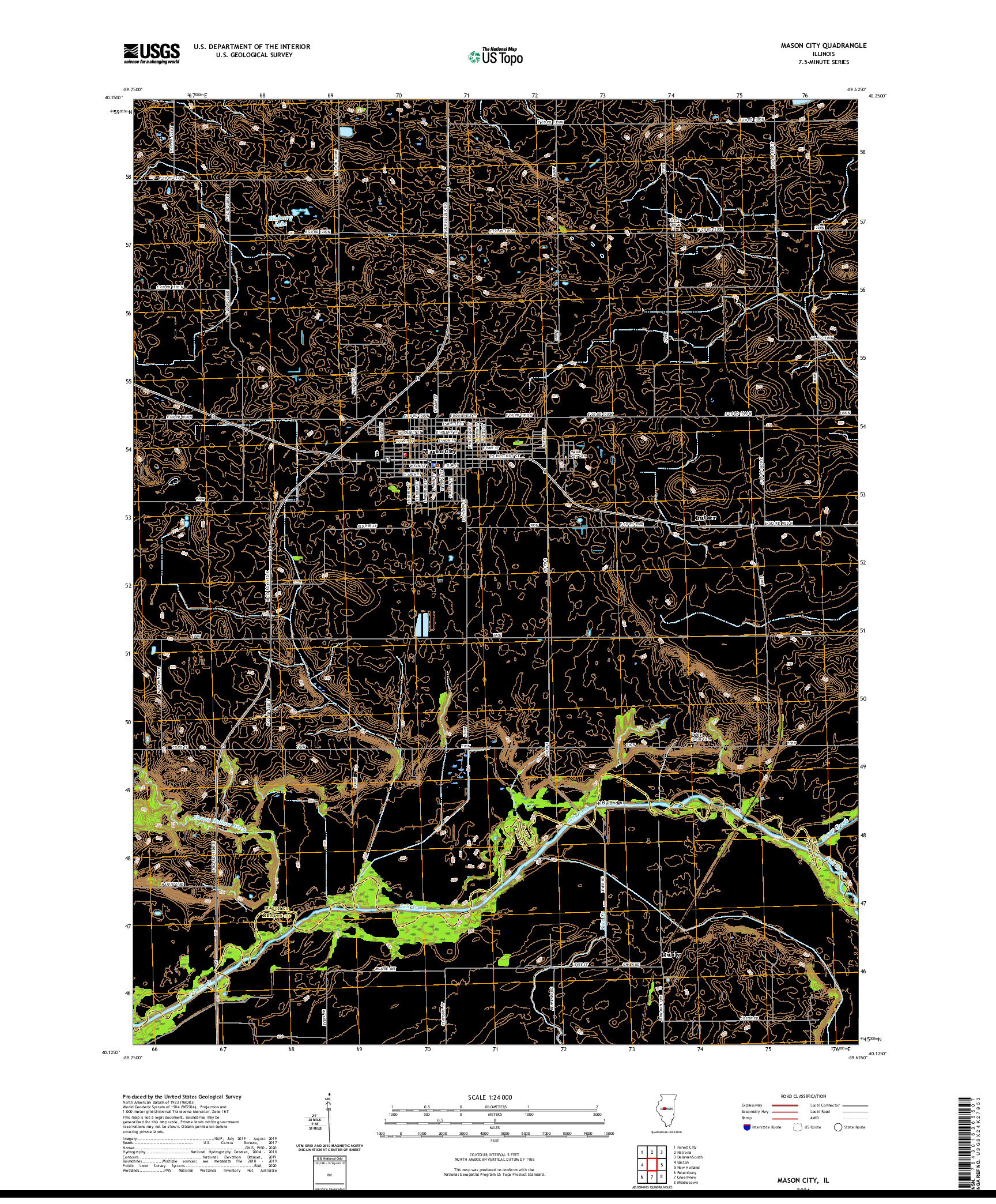 USGS US TOPO 7.5-MINUTE MAP FOR MASON CITY, IL 2021