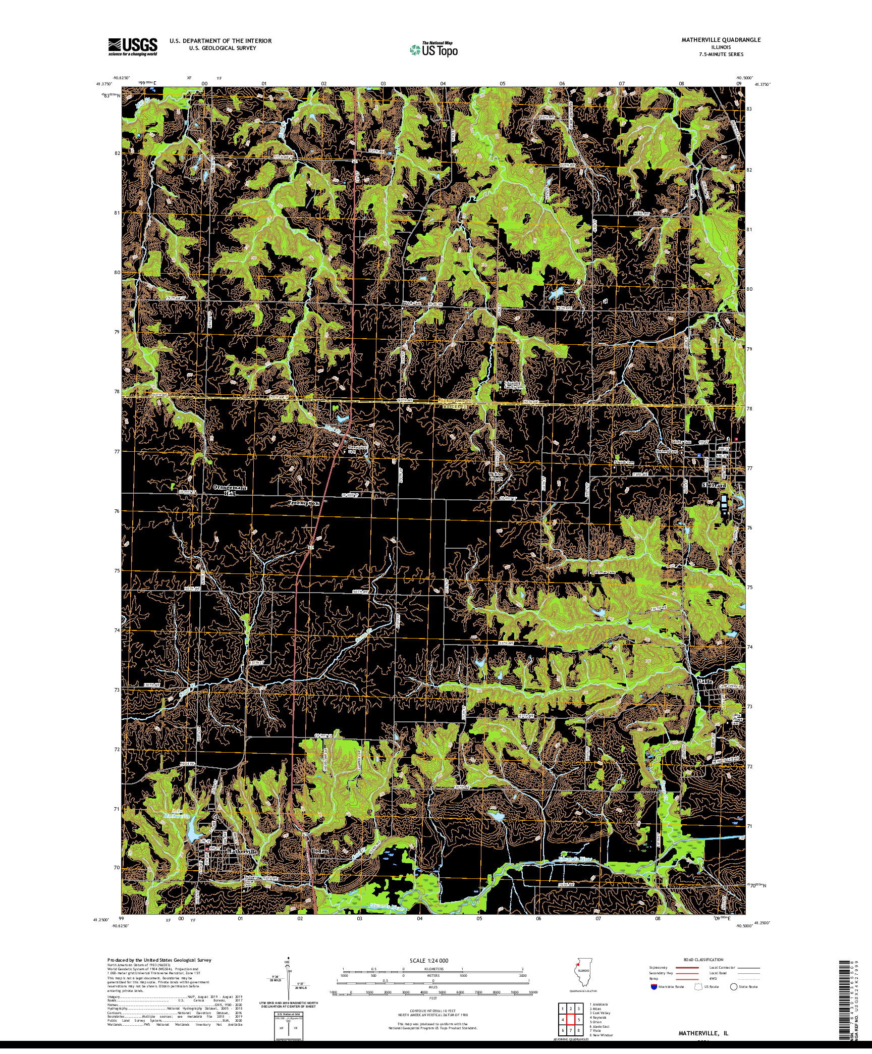 USGS US TOPO 7.5-MINUTE MAP FOR MATHERVILLE, IL 2021