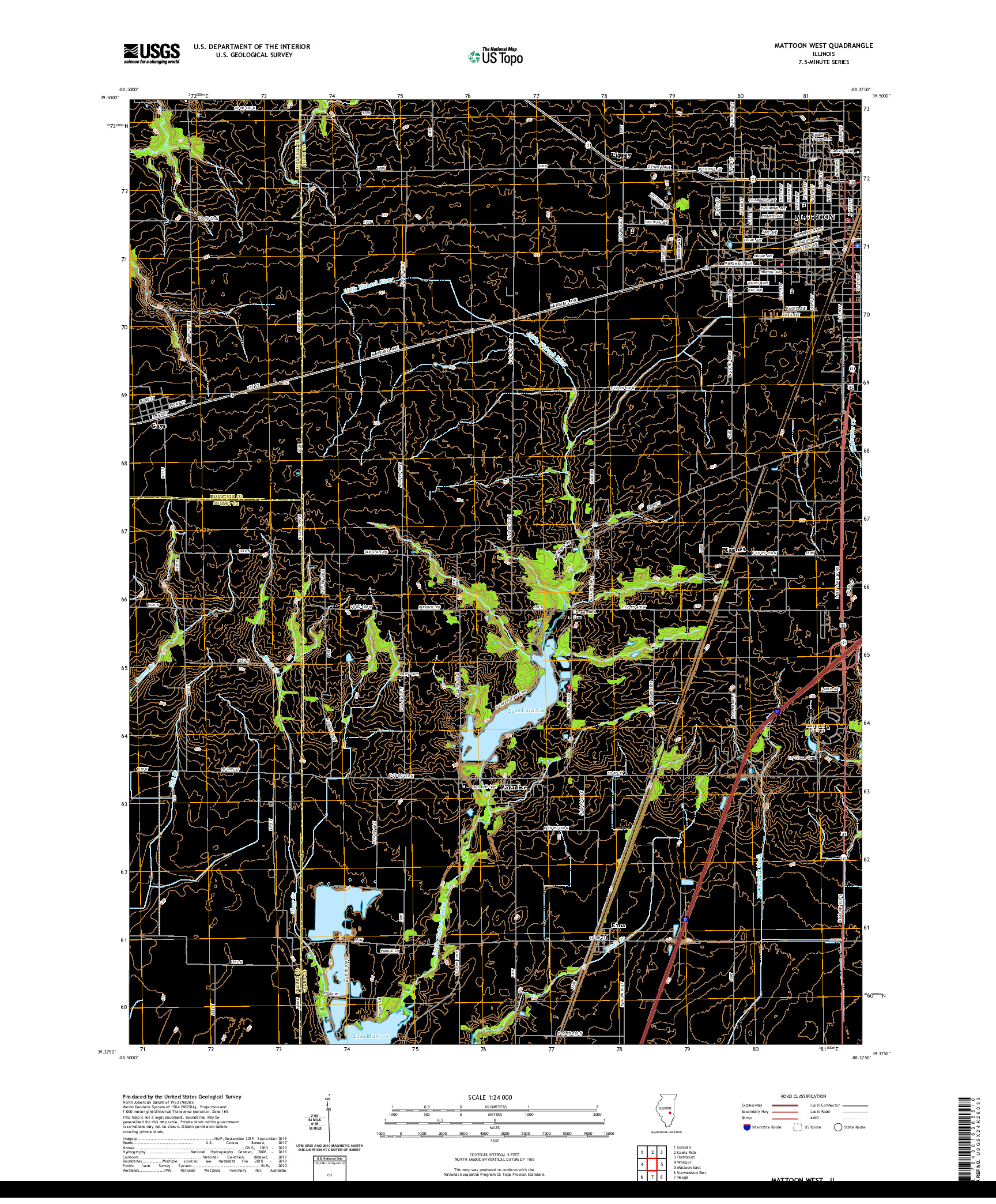 USGS US TOPO 7.5-MINUTE MAP FOR MATTOON WEST, IL 2021