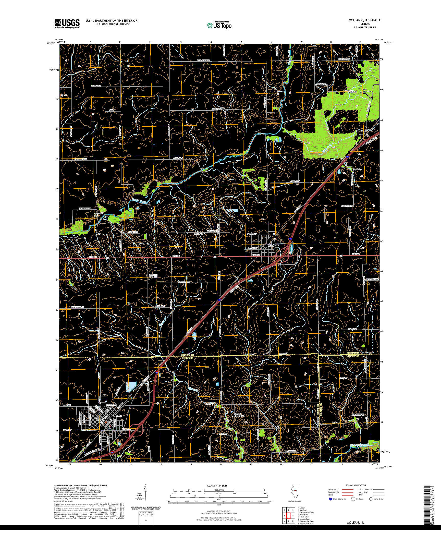USGS US TOPO 7.5-MINUTE MAP FOR MCLEAN, IL 2021
