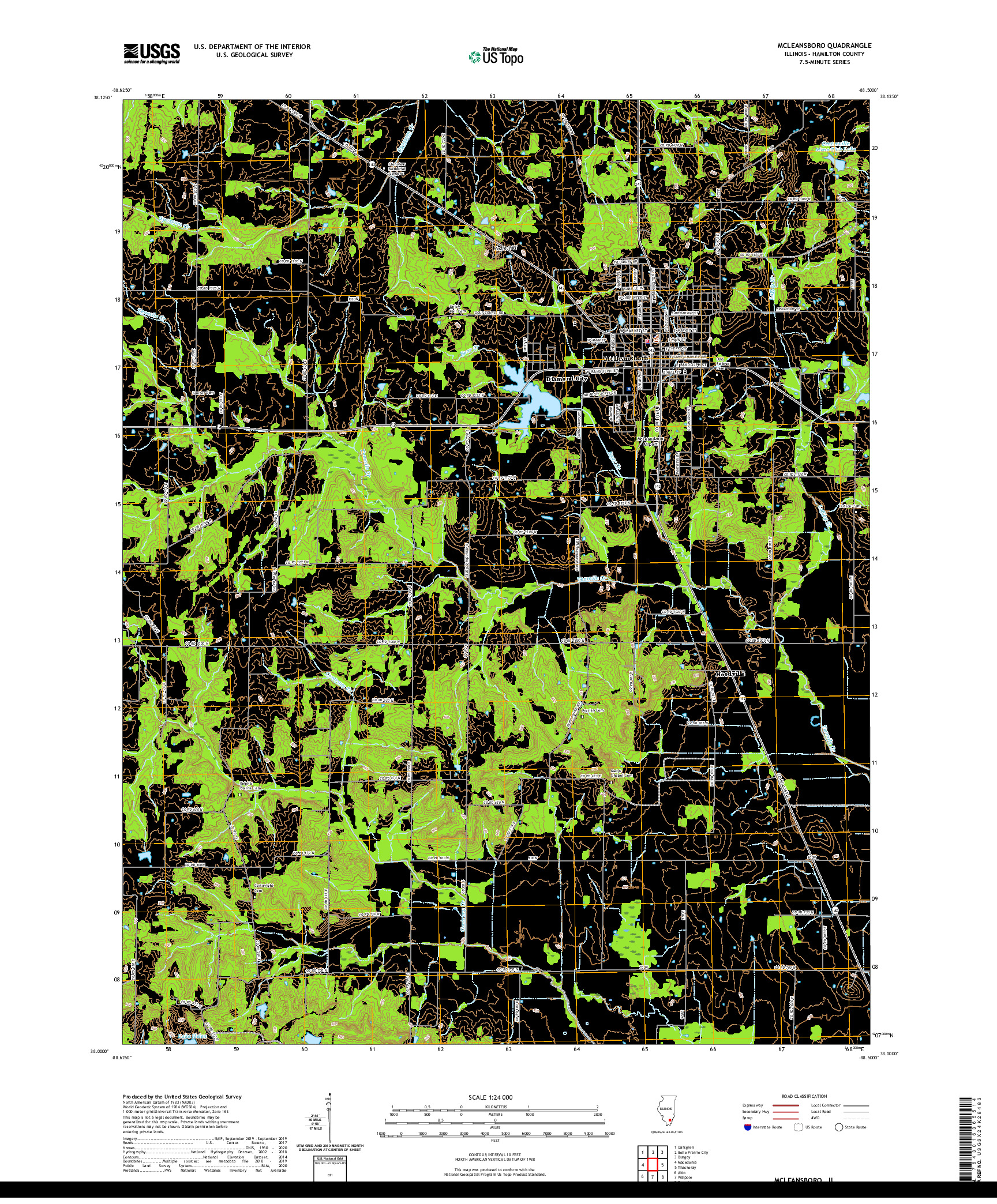 USGS US TOPO 7.5-MINUTE MAP FOR MCLEANSBORO, IL 2021