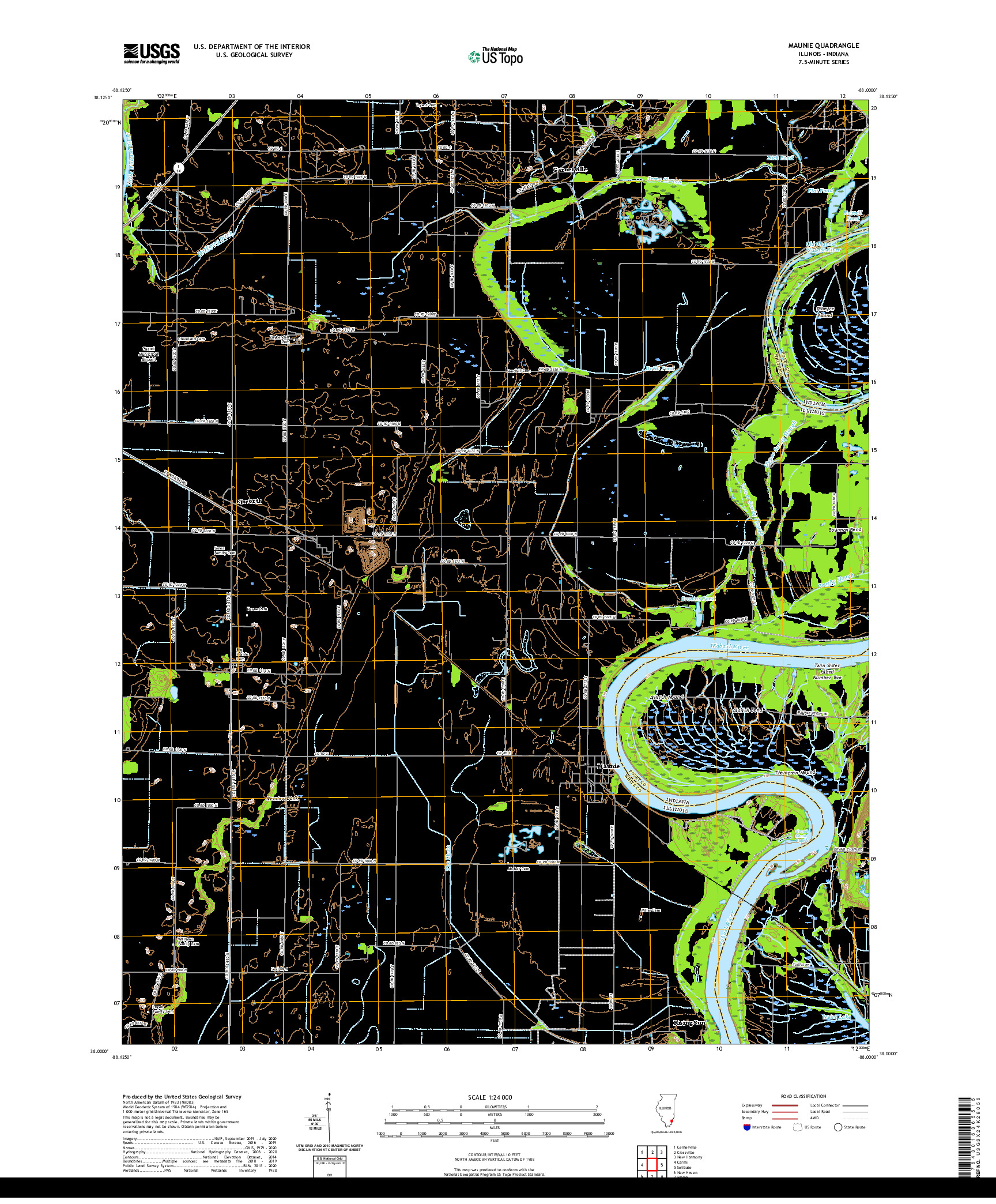 USGS US TOPO 7.5-MINUTE MAP FOR MAUNIE, IL,IN 2021