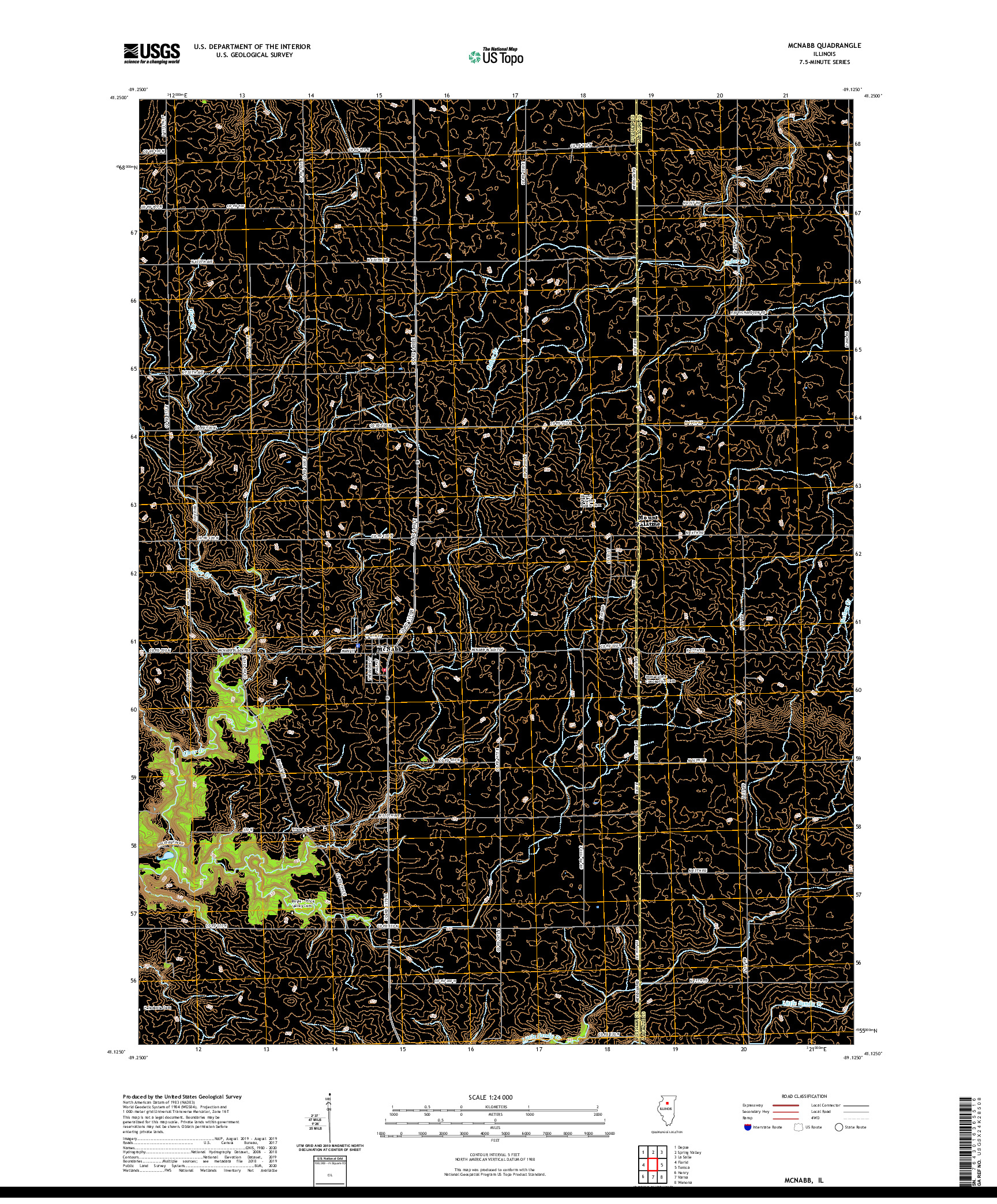 USGS US TOPO 7.5-MINUTE MAP FOR MCNABB, IL 2021