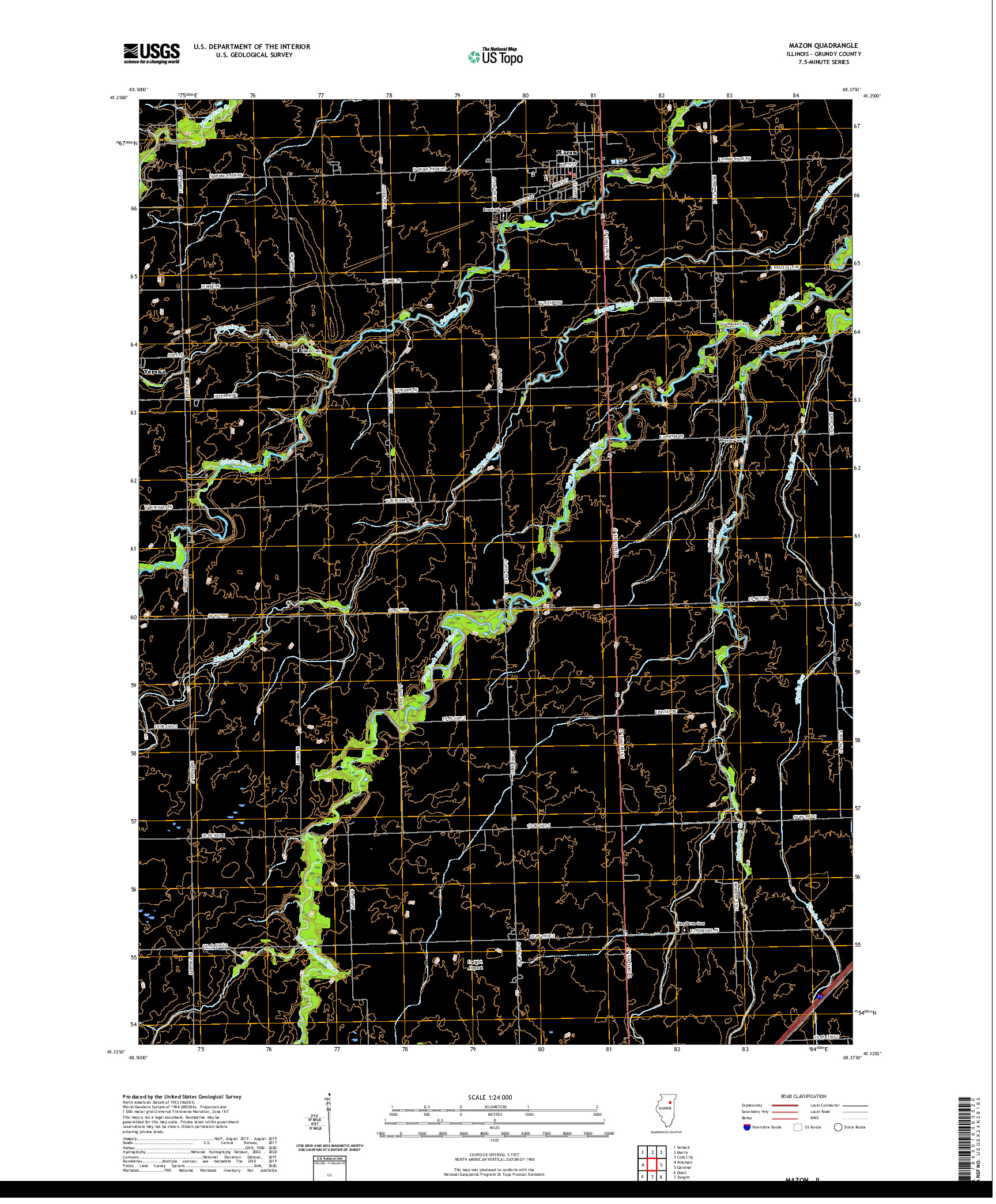 USGS US TOPO 7.5-MINUTE MAP FOR MAZON, IL 2021