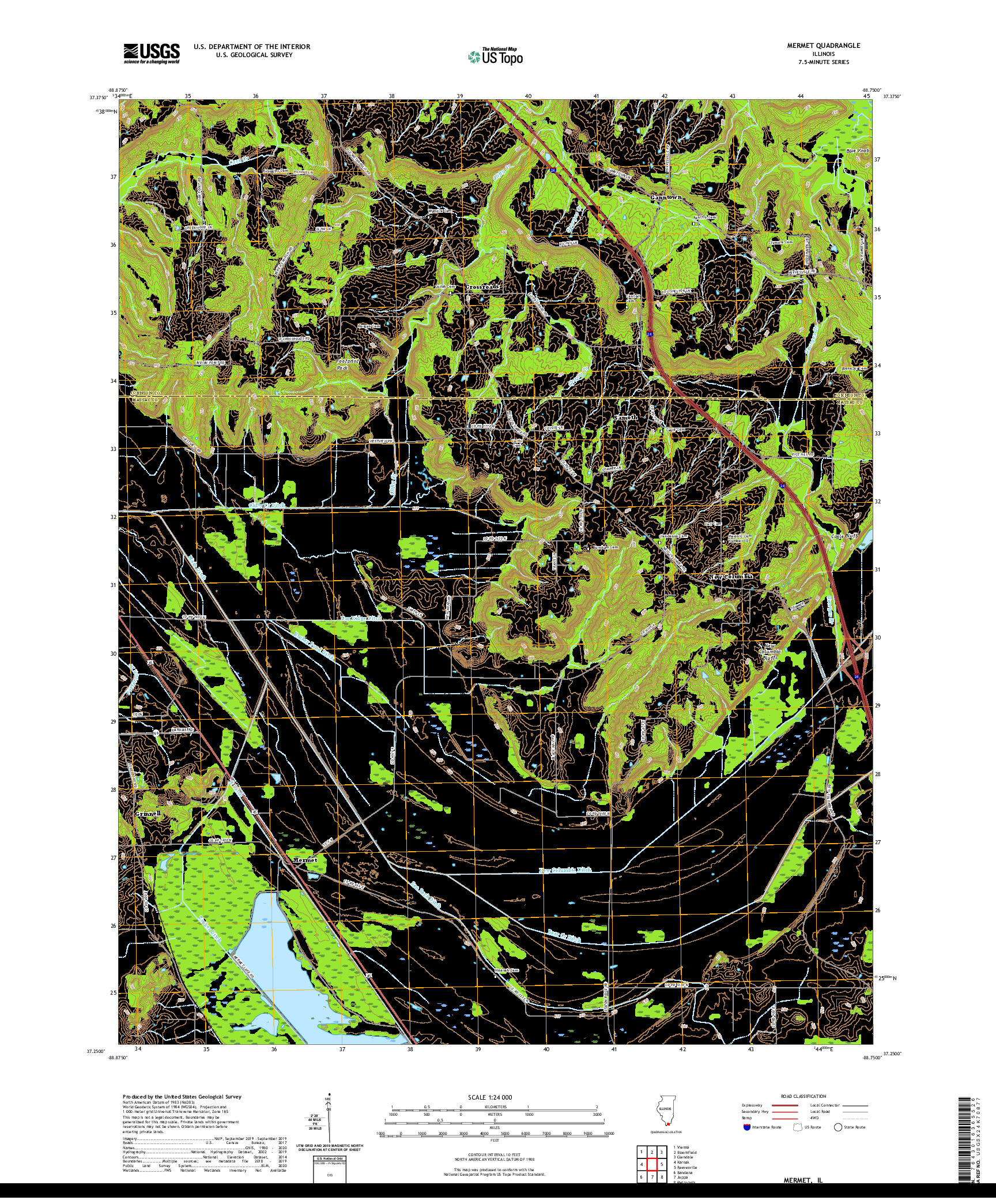USGS US TOPO 7.5-MINUTE MAP FOR MERMET, IL 2021