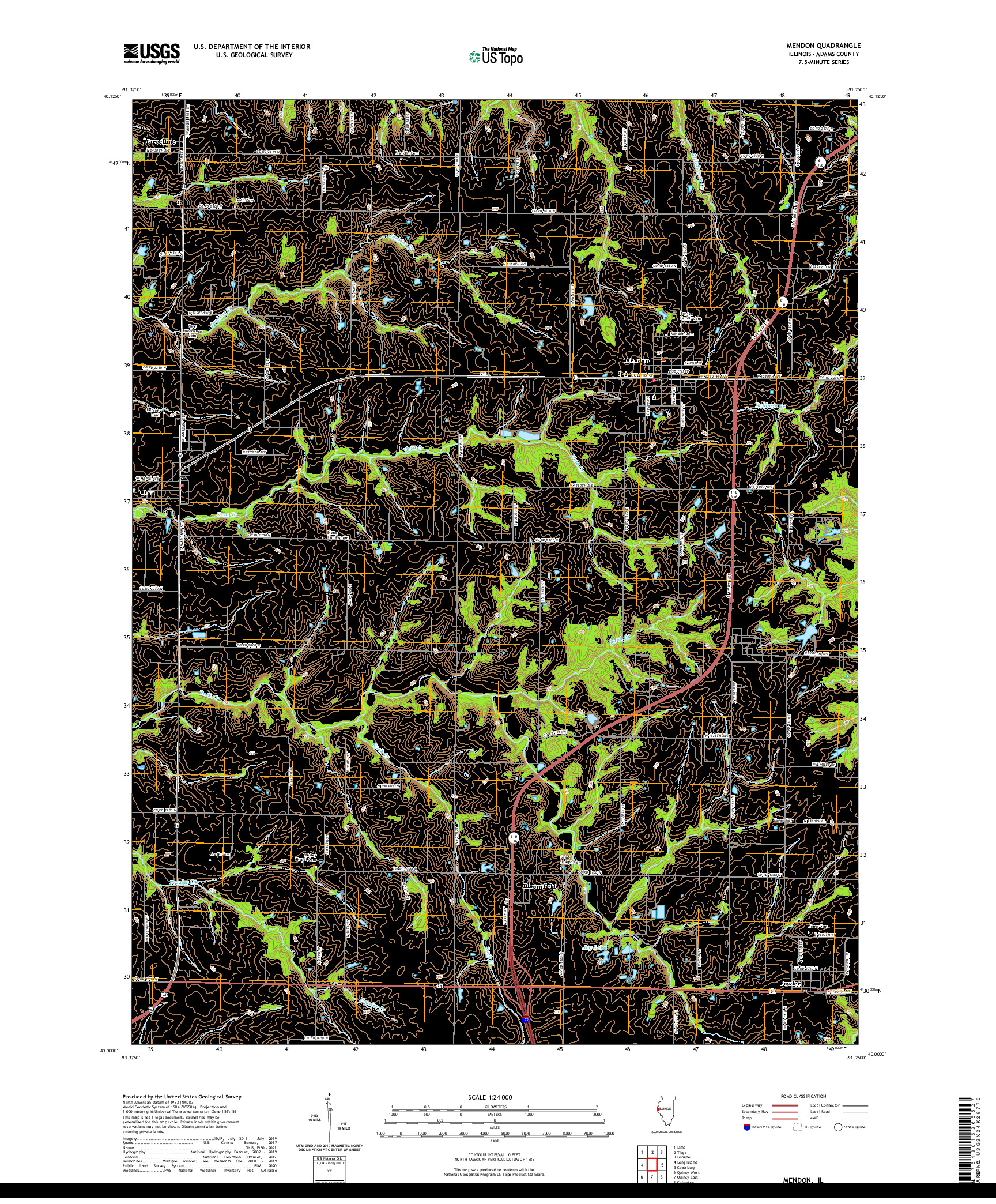 USGS US TOPO 7.5-MINUTE MAP FOR MENDON, IL 2021