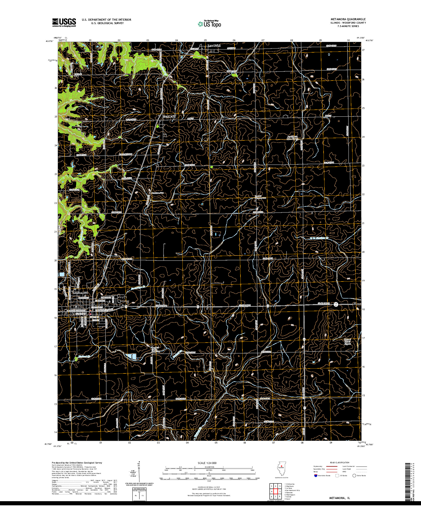 USGS US TOPO 7.5-MINUTE MAP FOR METAMORA, IL 2021