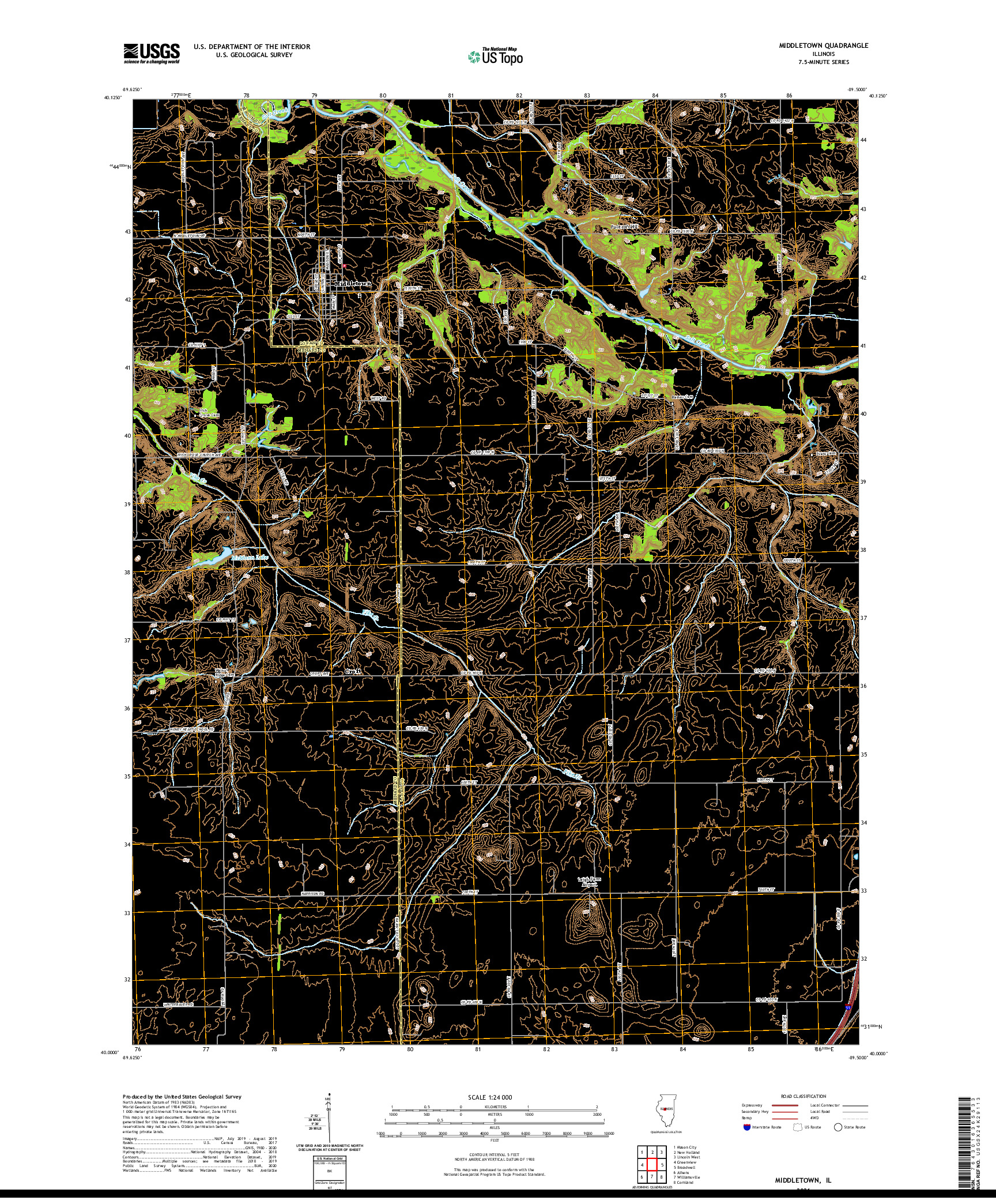 USGS US TOPO 7.5-MINUTE MAP FOR MIDDLETOWN, IL 2021