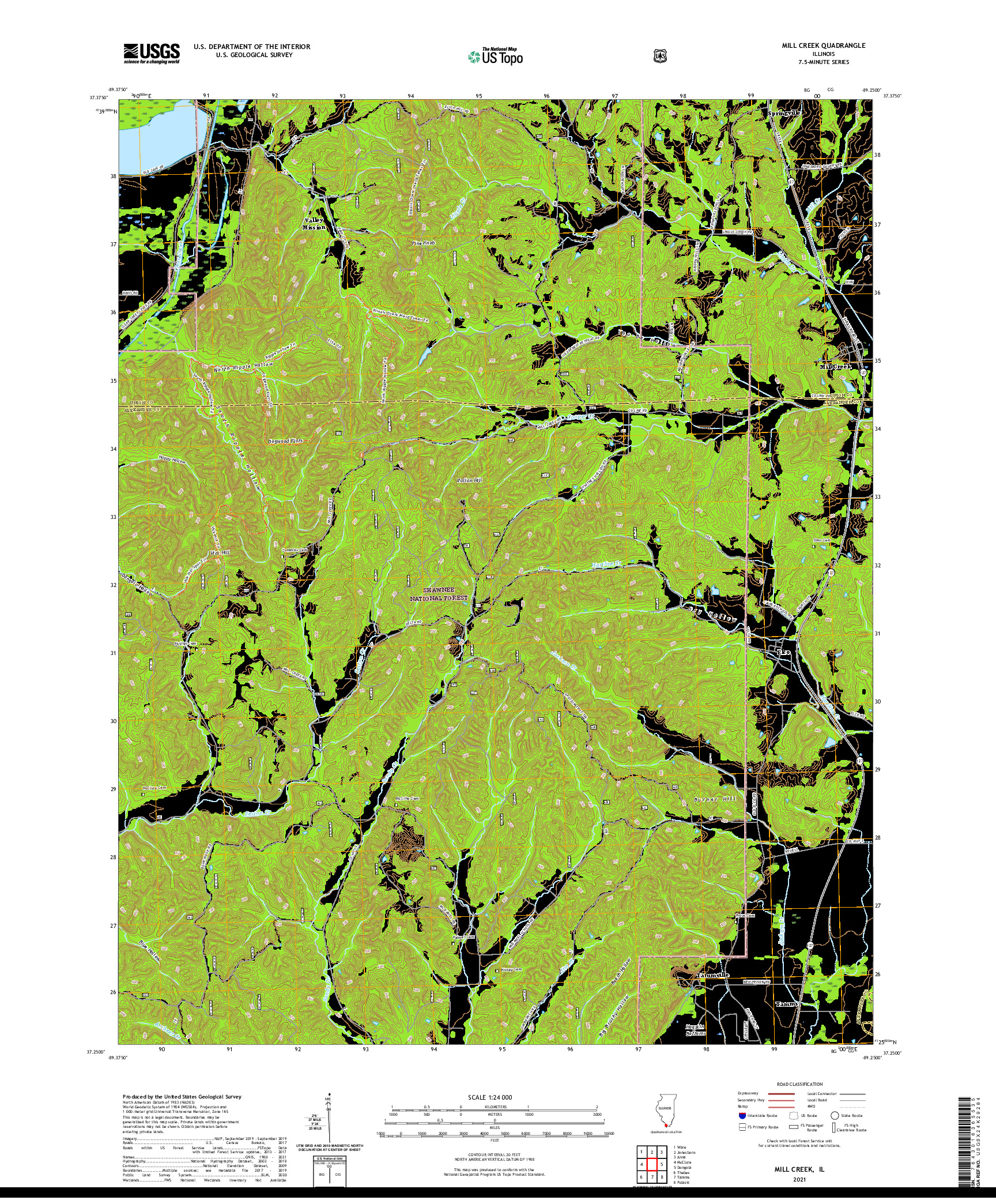 USGS US TOPO 7.5-MINUTE MAP FOR MILL CREEK, IL 2021